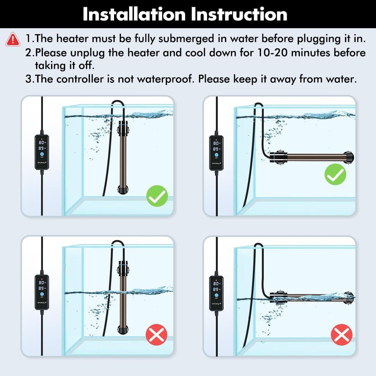 Calentador de Acuario Orlushy 150W con Control Digital y Termómetro