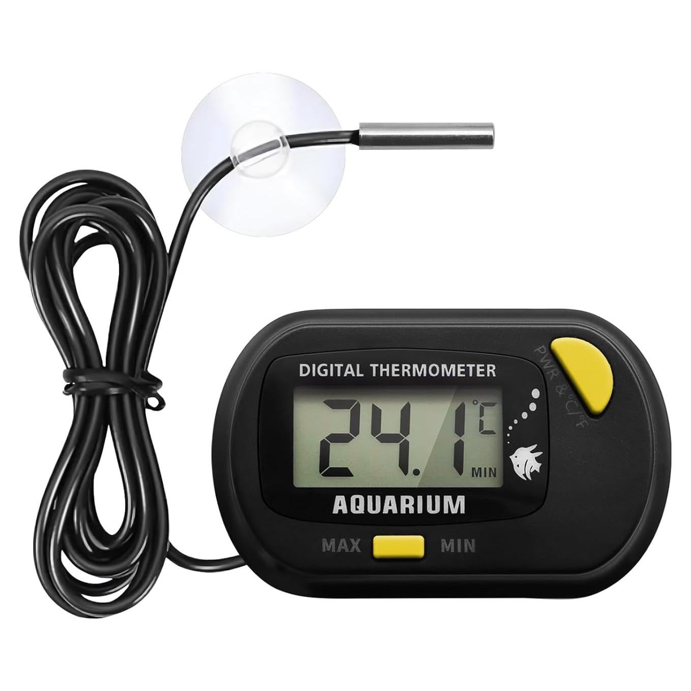 Termómetro Digital Acuario Poly JLENOVEG Naranja LCD Sumergible