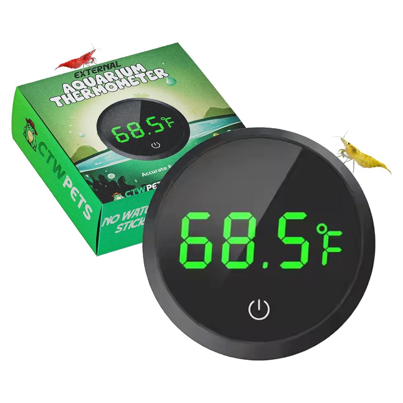 Termómetro Digital para Acuarios CTWPets, Pantalla LED, Precisión ±0.5°C