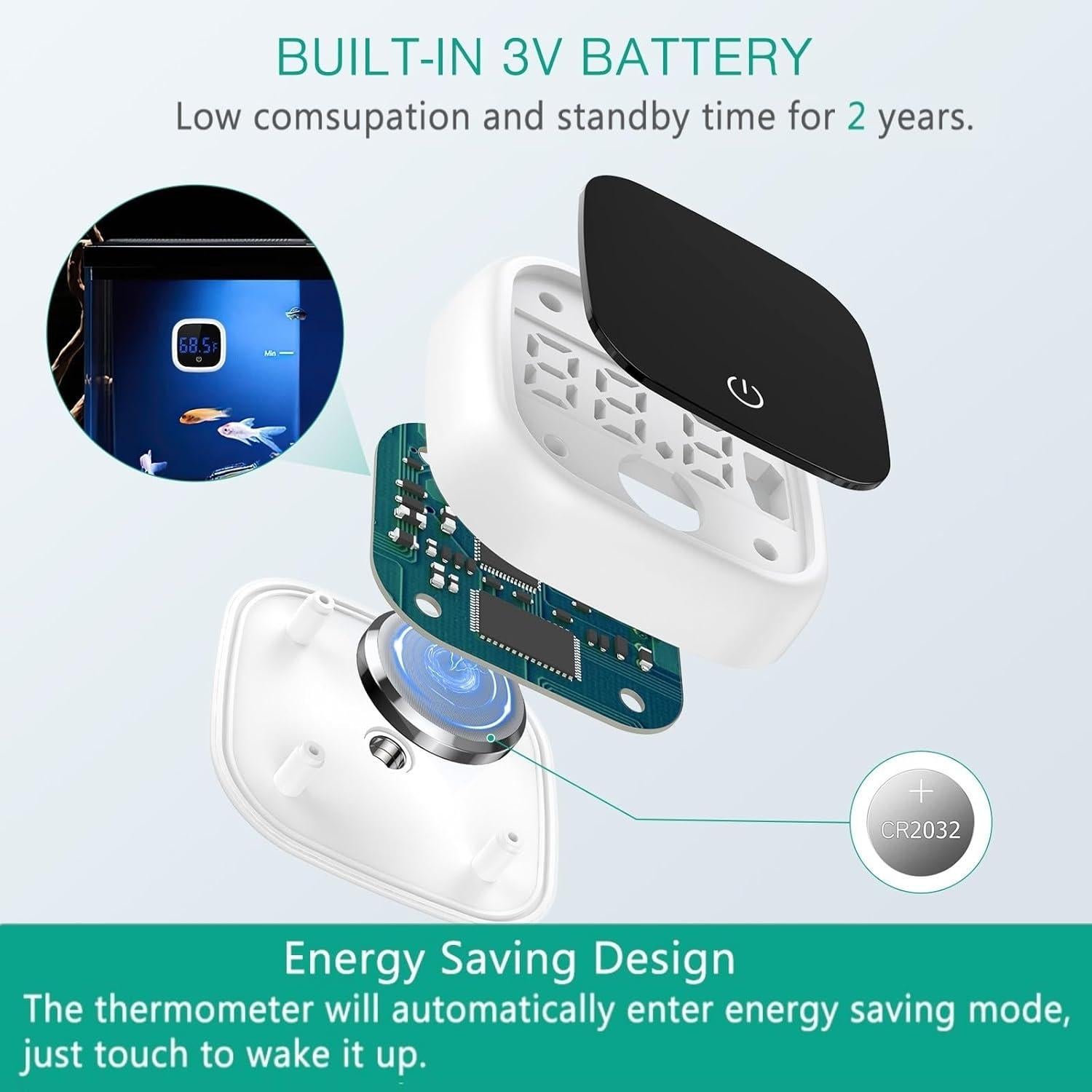 Termómetro Digital para Acuario ORIA - 2 PCS, Alta Precisión