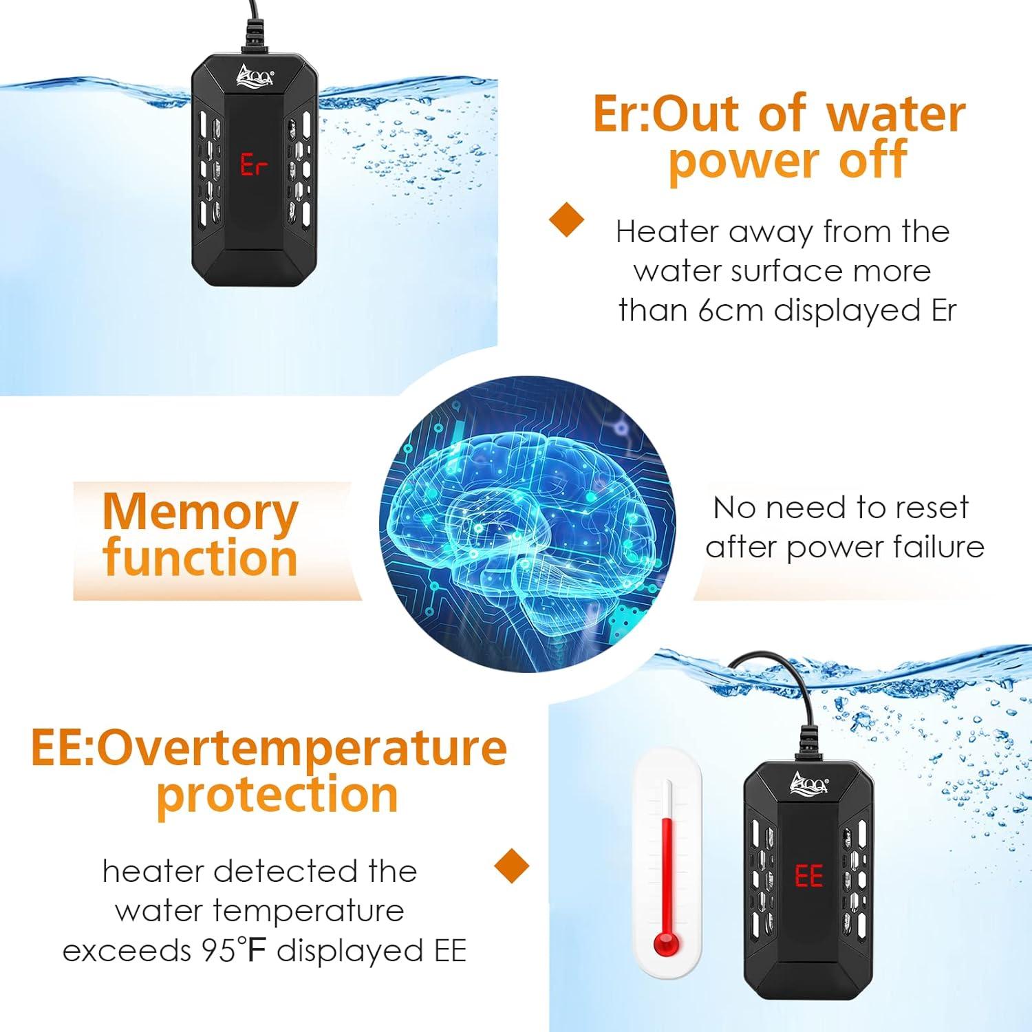 Calentador Submersible AQQA 25W para Acuario 3.8-19L