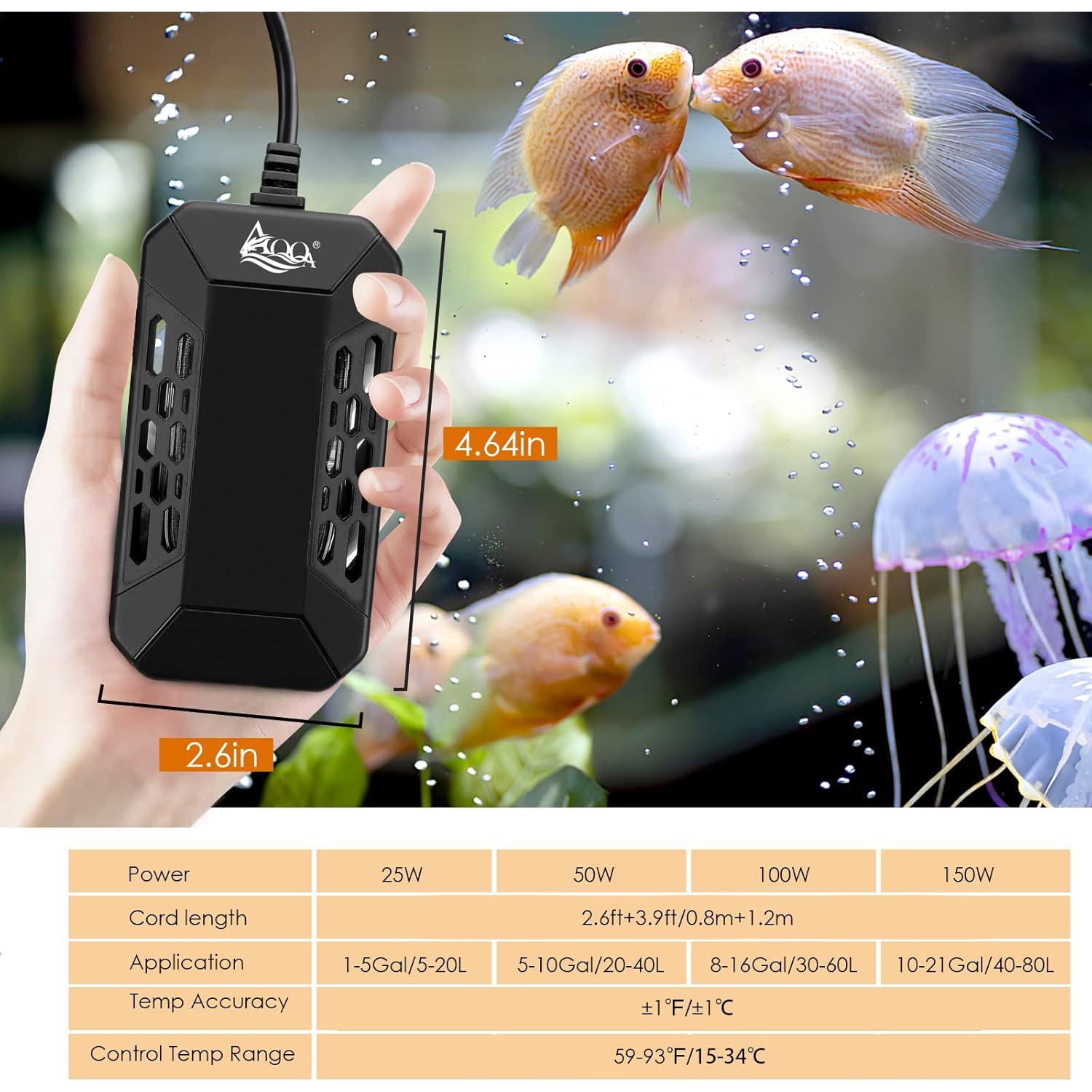 Calentador Submersible AQQA 25W para Acuario 3.8-19L