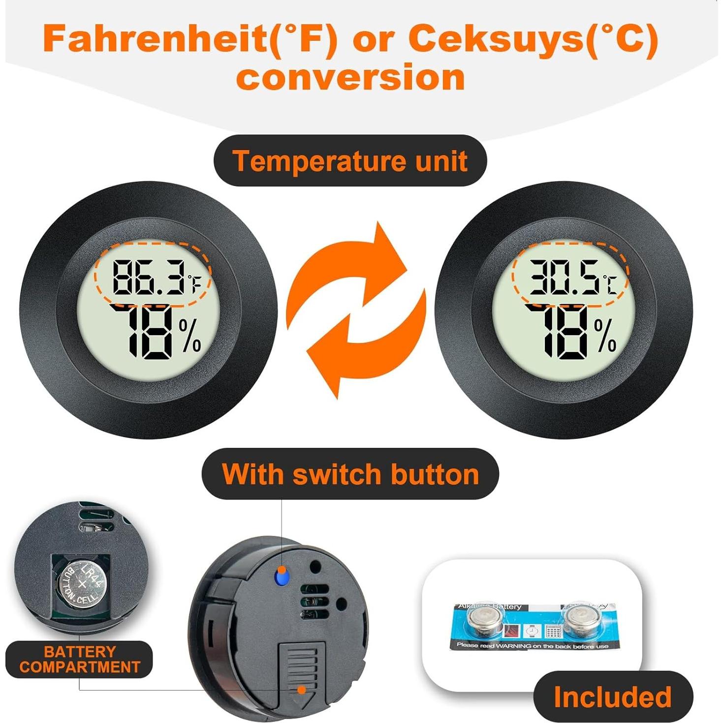 Paquete de 2 Higrómetros Termómetros Digitales DWEPTU LCD
