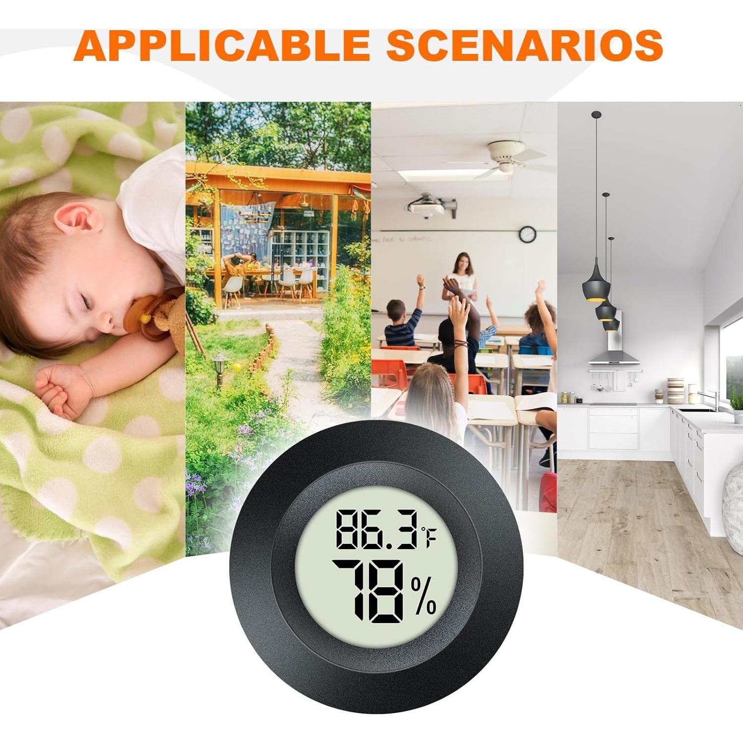 Paquete de 2 Higrómetros Termómetros Digitales DWEPTU LCD