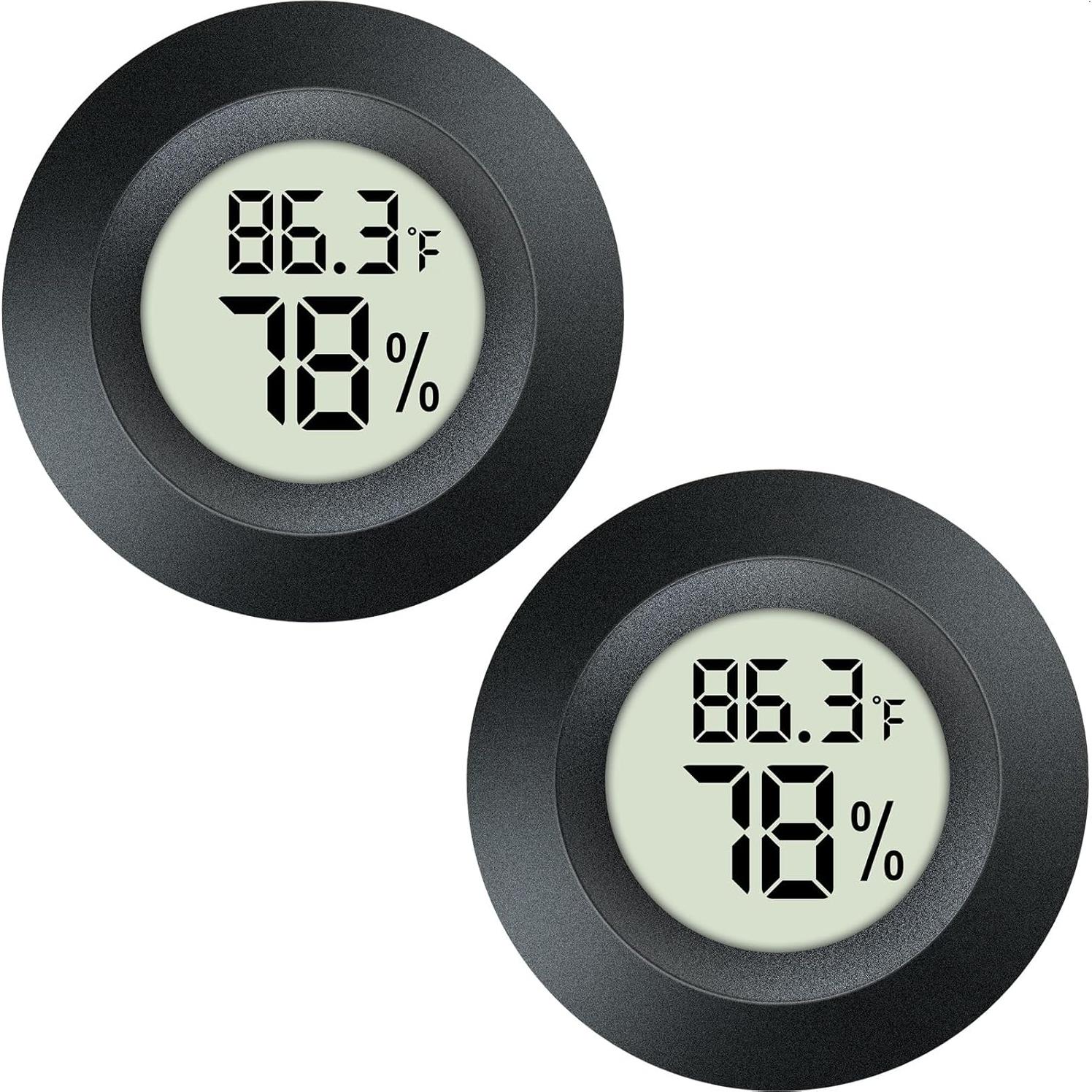 Paquete de 2 Higrómetros Termómetros Digitales DWEPTU LCD
