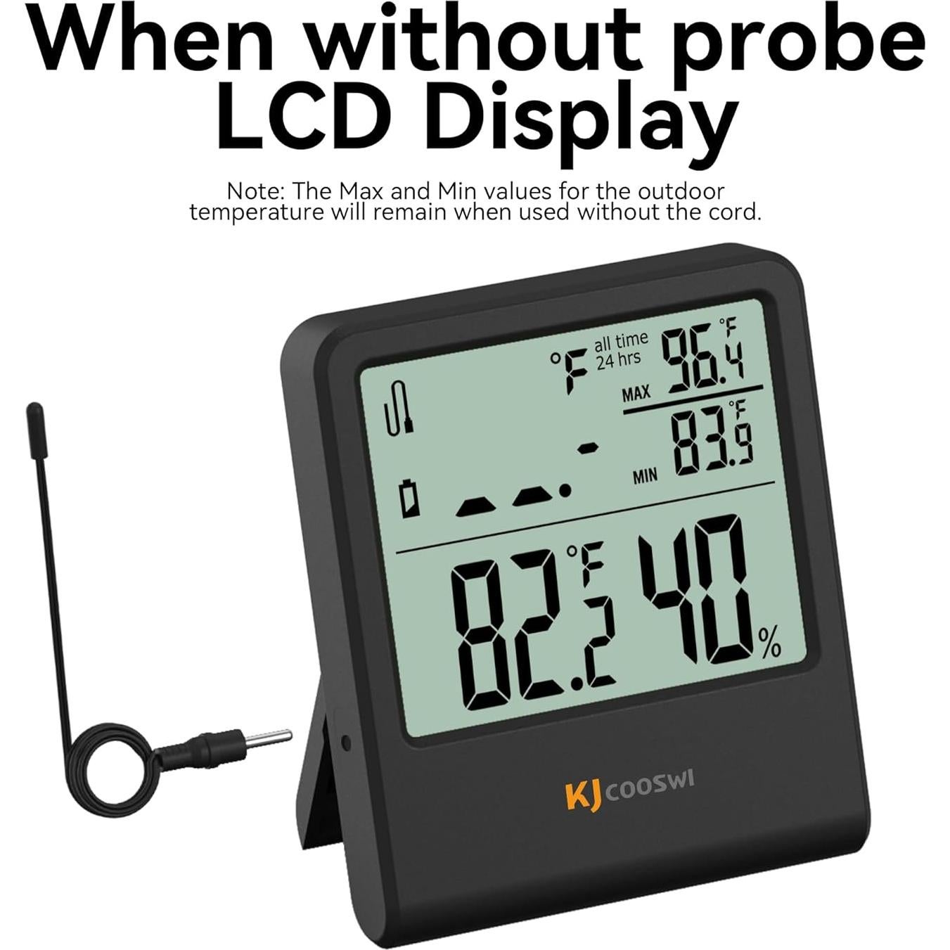 Termómetro Digital Interior Exterior JINGHE GSH-MC06E-1-B con Sonda