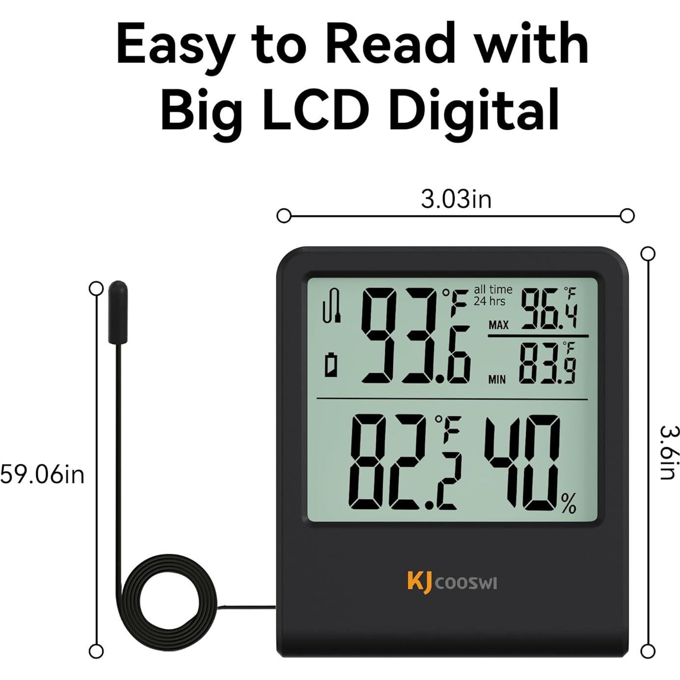 Termómetro Digital Interior Exterior JINGHE GSH-MC06E-1-B con Sonda