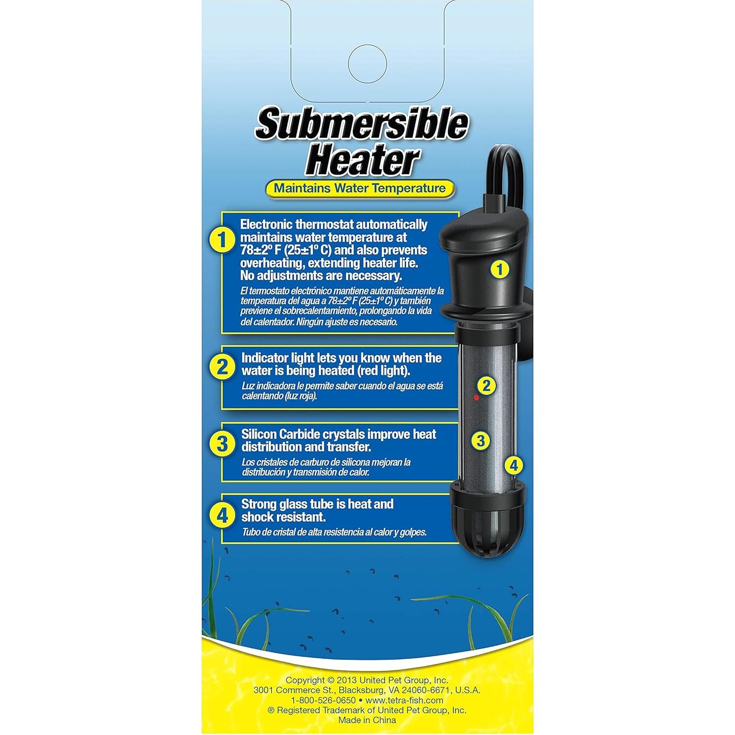 Calentador de Acuario Sumergible Tetra 100W 10-30 Galones