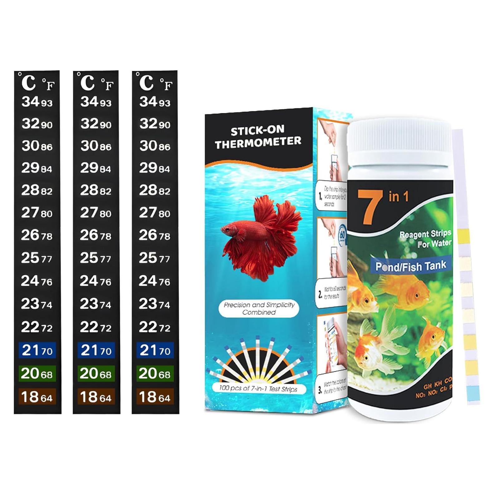 Kit de Prueba SunGrow para Acuario - 100 Tiras y Termómetro