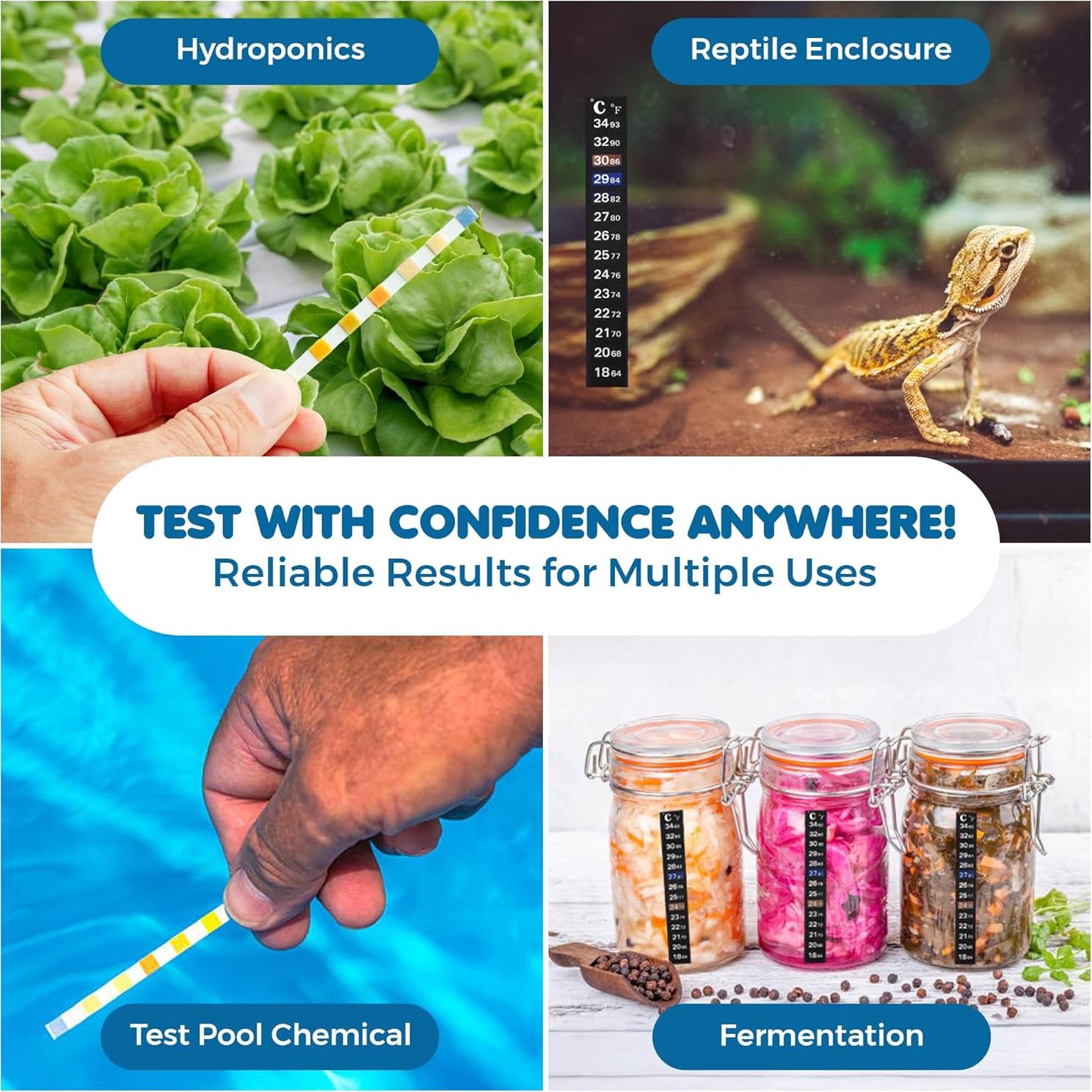 Kit de Prueba SunGrow para Acuario - 100 Tiras y Termómetro