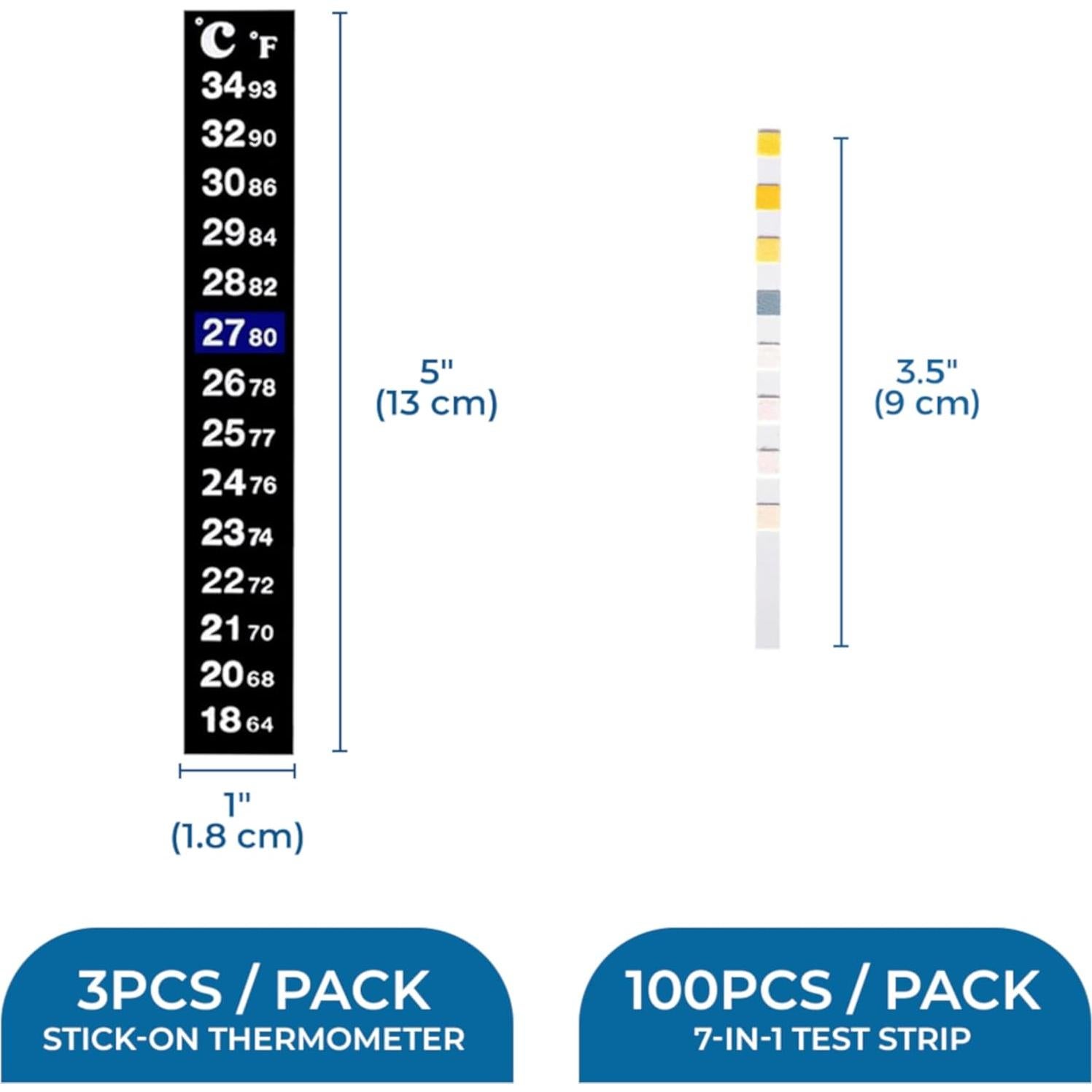 Kit de Prueba SunGrow para Acuario - 100 Tiras y Termómetro
