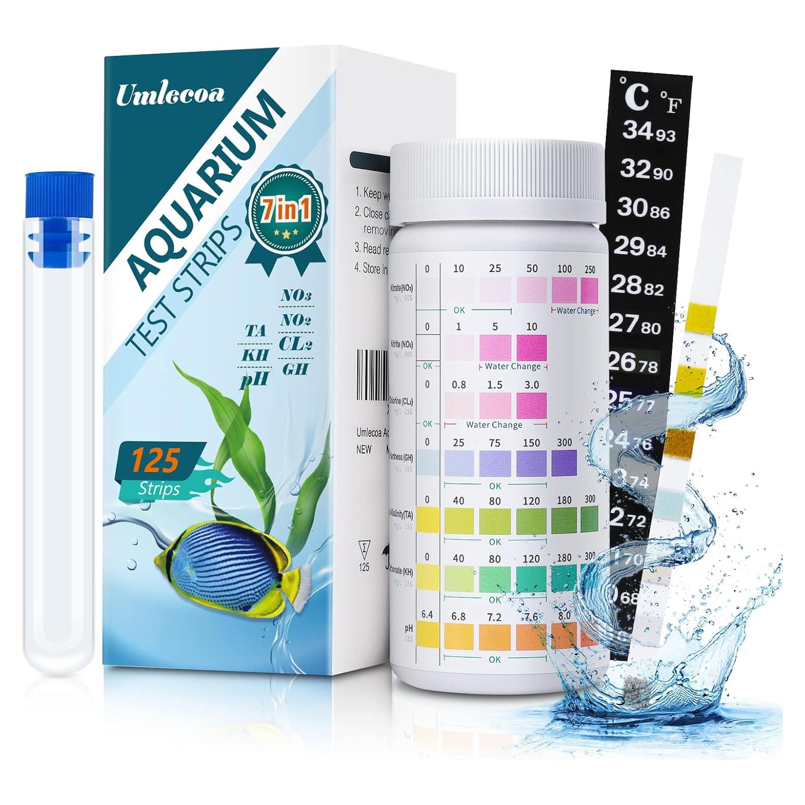Kit de Prueba de Acuario 7 en 1 Umlecoa - 125 Tiras y Termómetro