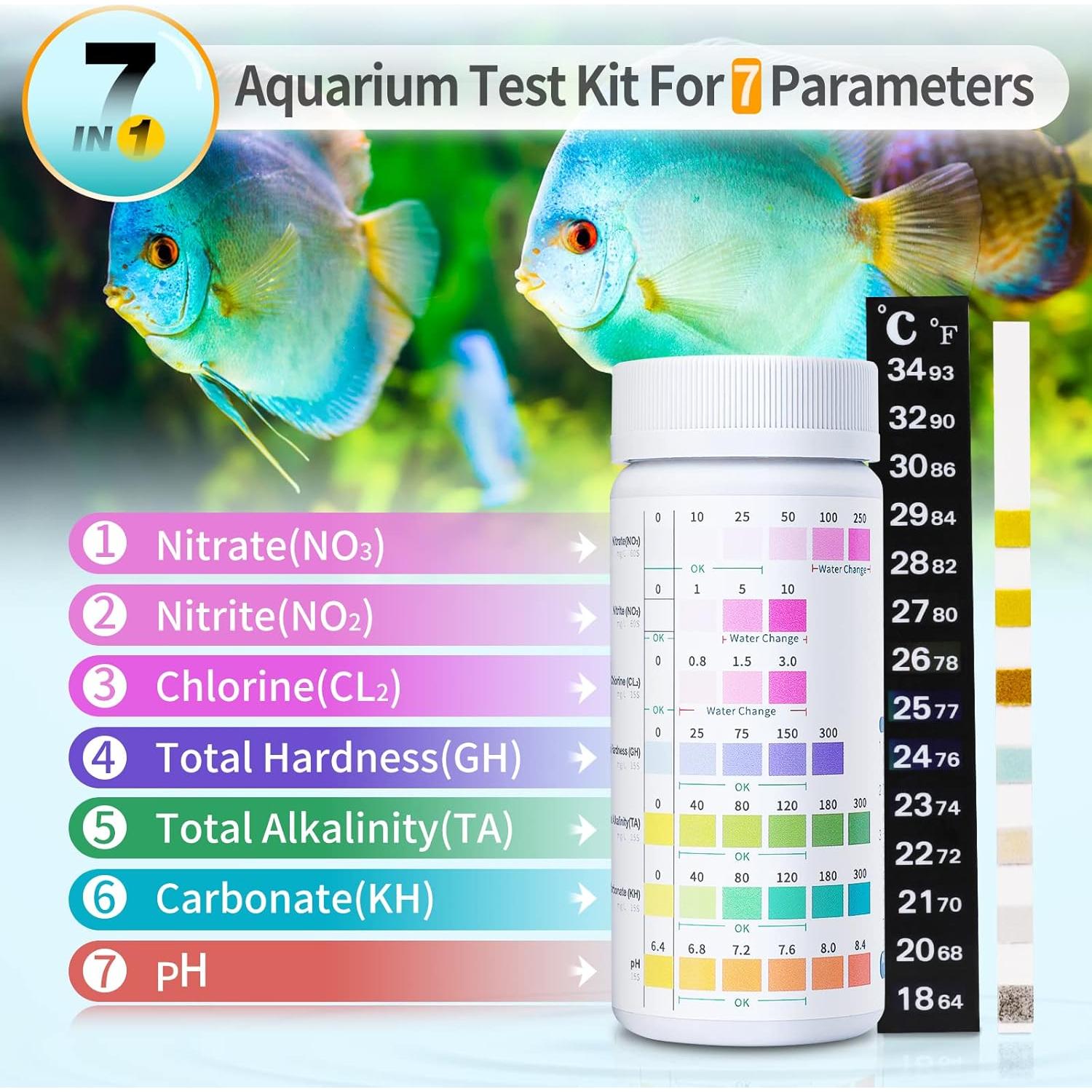 Kit de Prueba de Acuario 7 en 1 Umlecoa - 125 Tiras y Termómetro