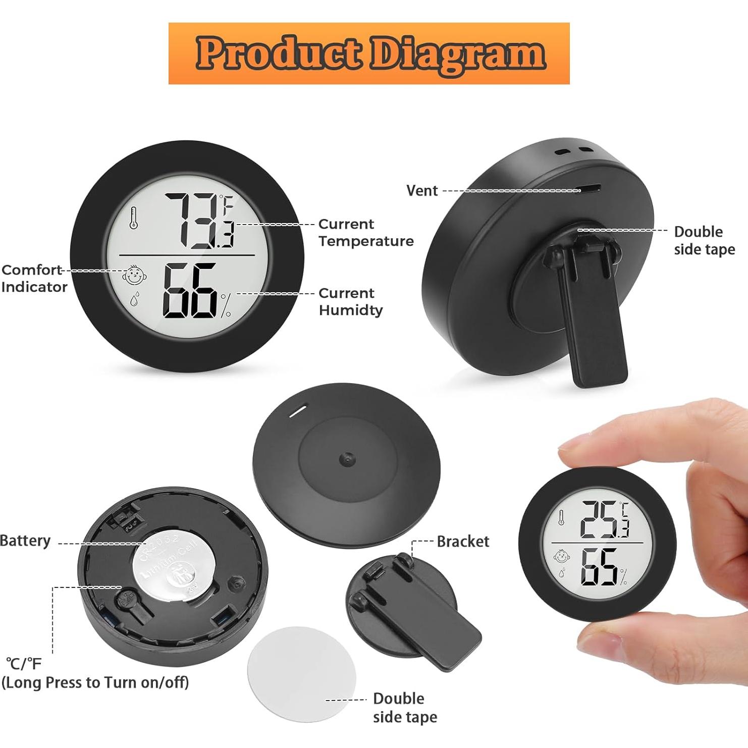 Termómetro e Higrómetro Digital para Reptiles Thlevel - Paquete de 2