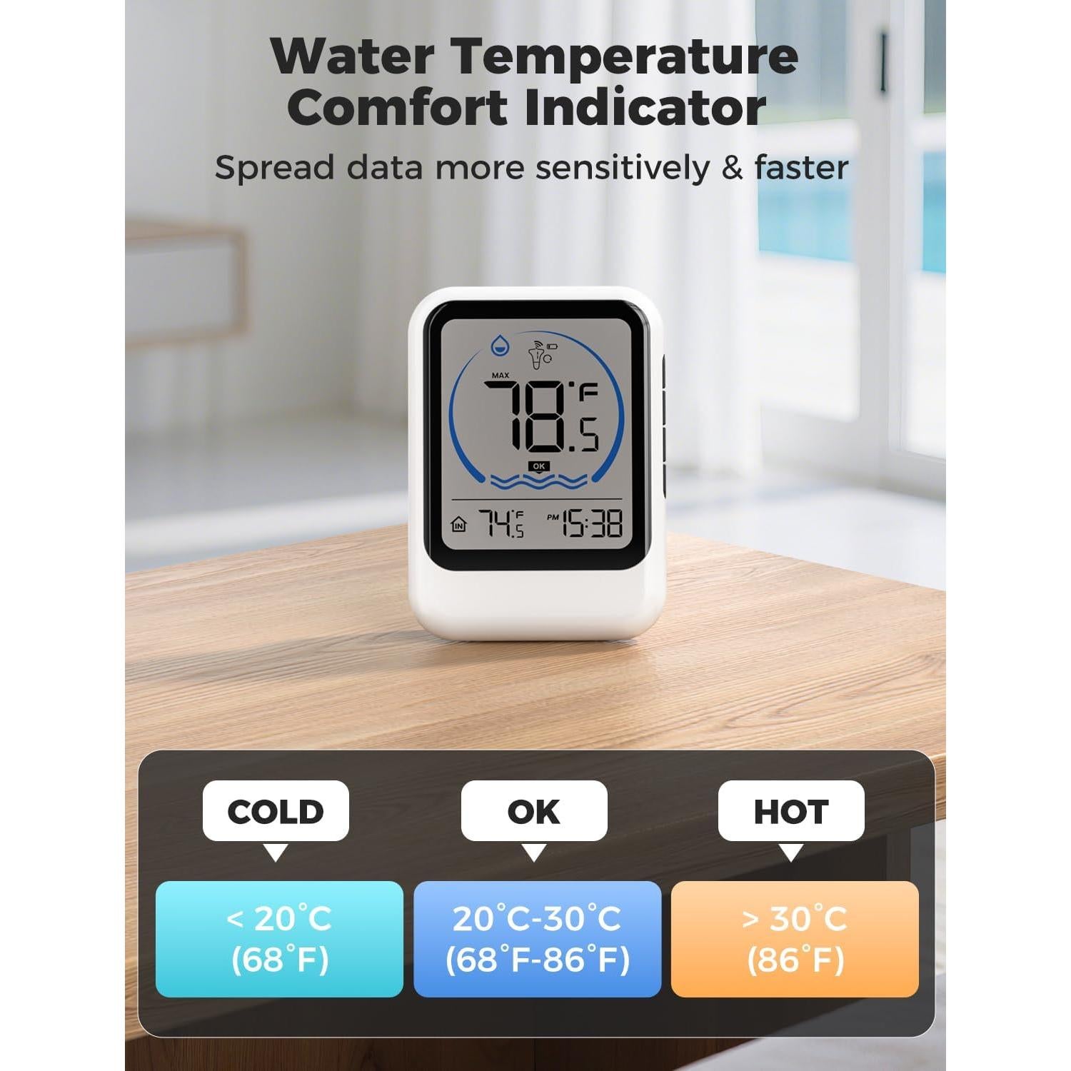 Termómetro Digital de Piscina LIORQUE Flotante IPX8 Preciso