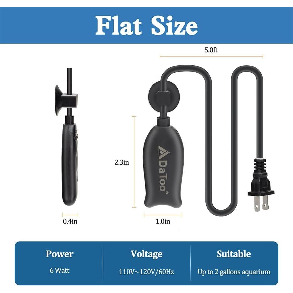 Calentador de Acuario Mini DaToo 6W para Tanques de 7.57L