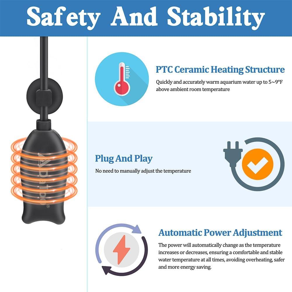 Calentador de Acuario Mini DaToo 6W para Tanques de 7.57L