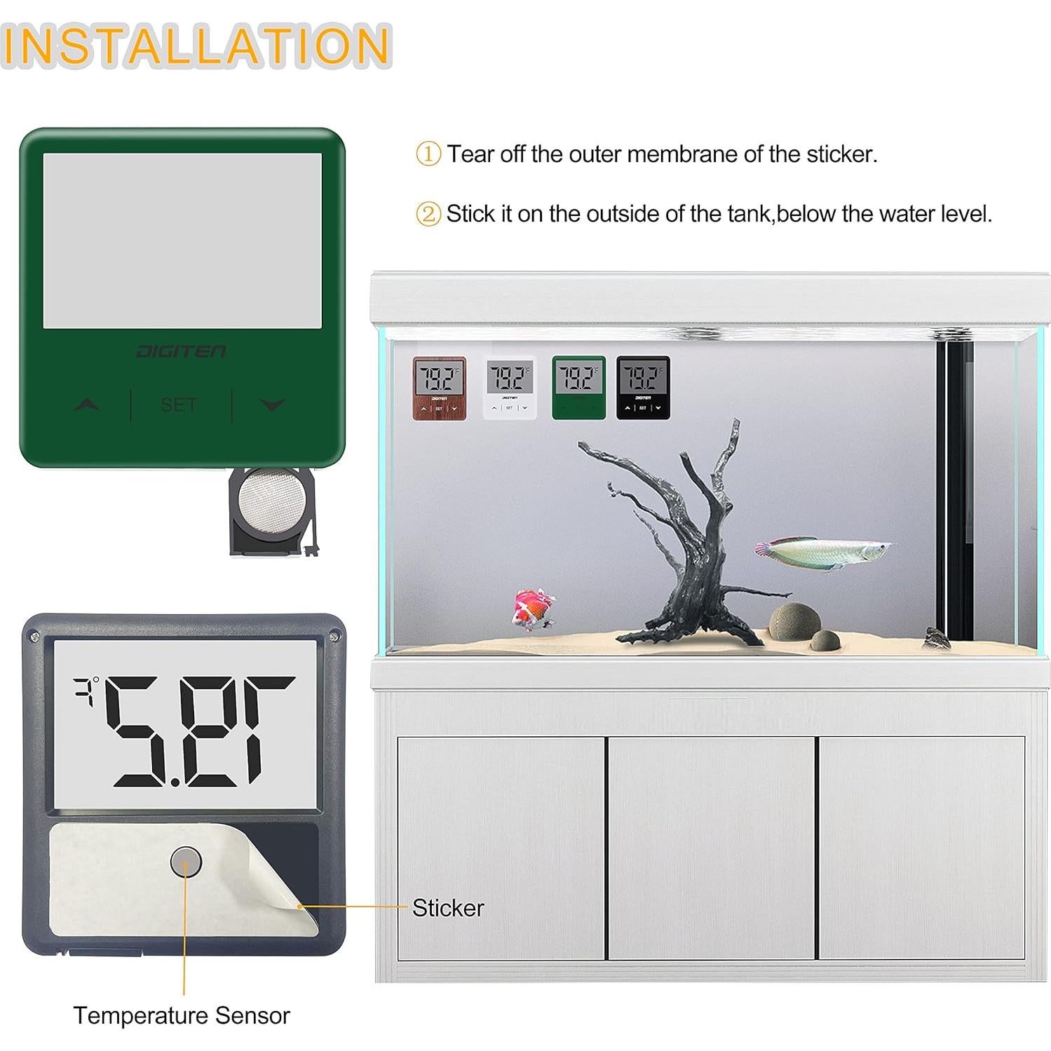 Termómetro Digital de Acuario SENSTREE JPAT33-G-ZJ LCD Verde