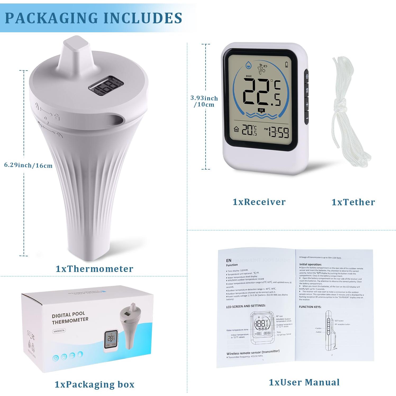 Termómetro Digital Flotante Sunlithome PoolThermometer701 IPX8