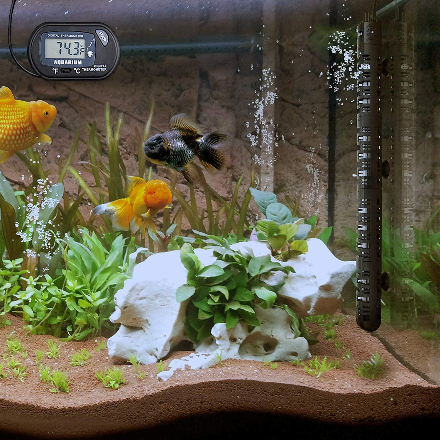 Calentador de Acuario Sumergible MQ 200W con Termostato y Termómetro