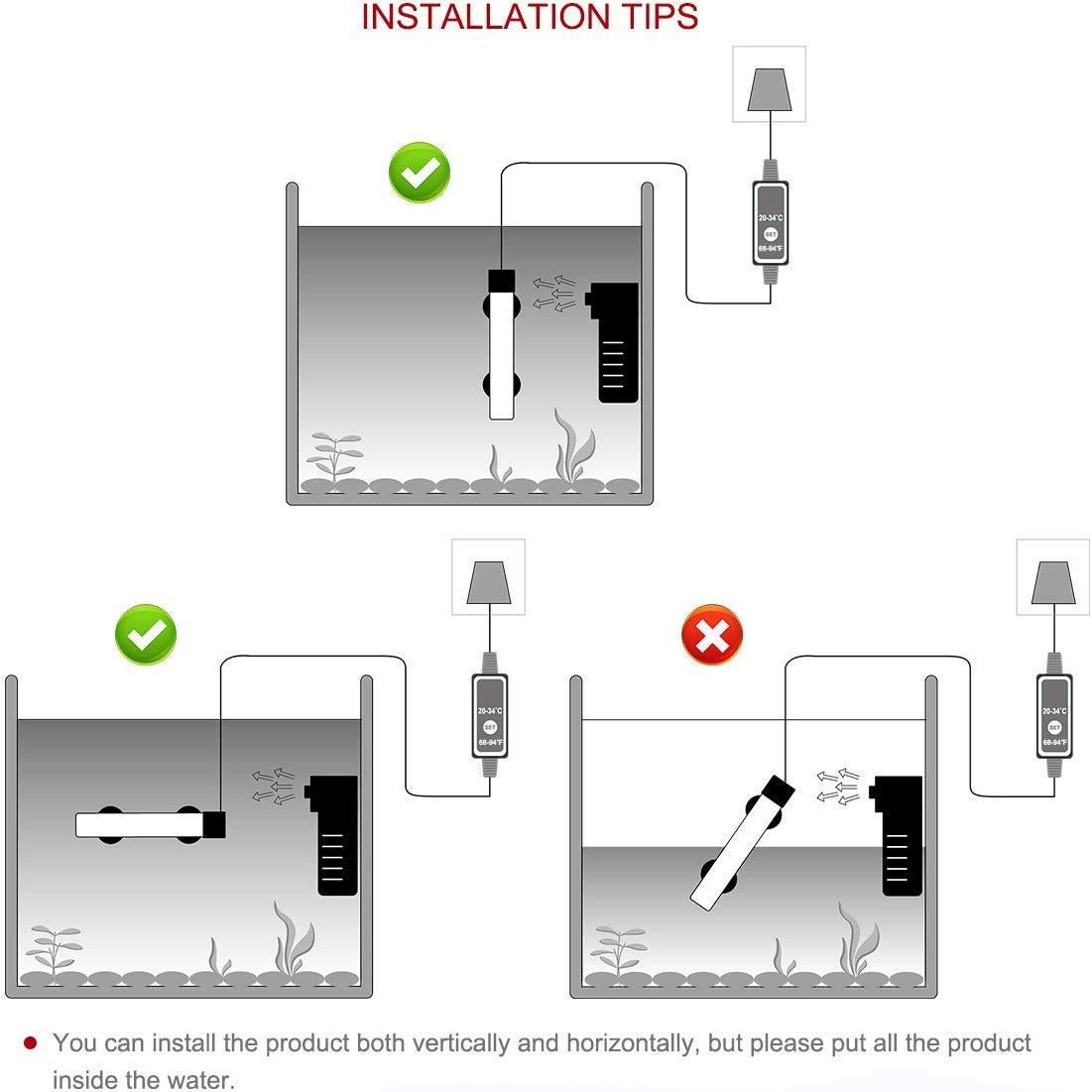 Calentador de Acuario Sumergible MQ 200W con Termostato y Termómetro