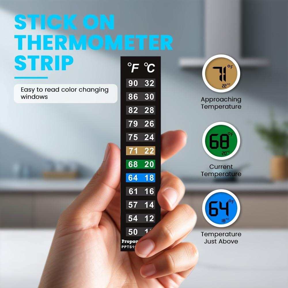 Tira de termómetro digital adhesiva Propagate Pro 10-32°C - 5 piezas