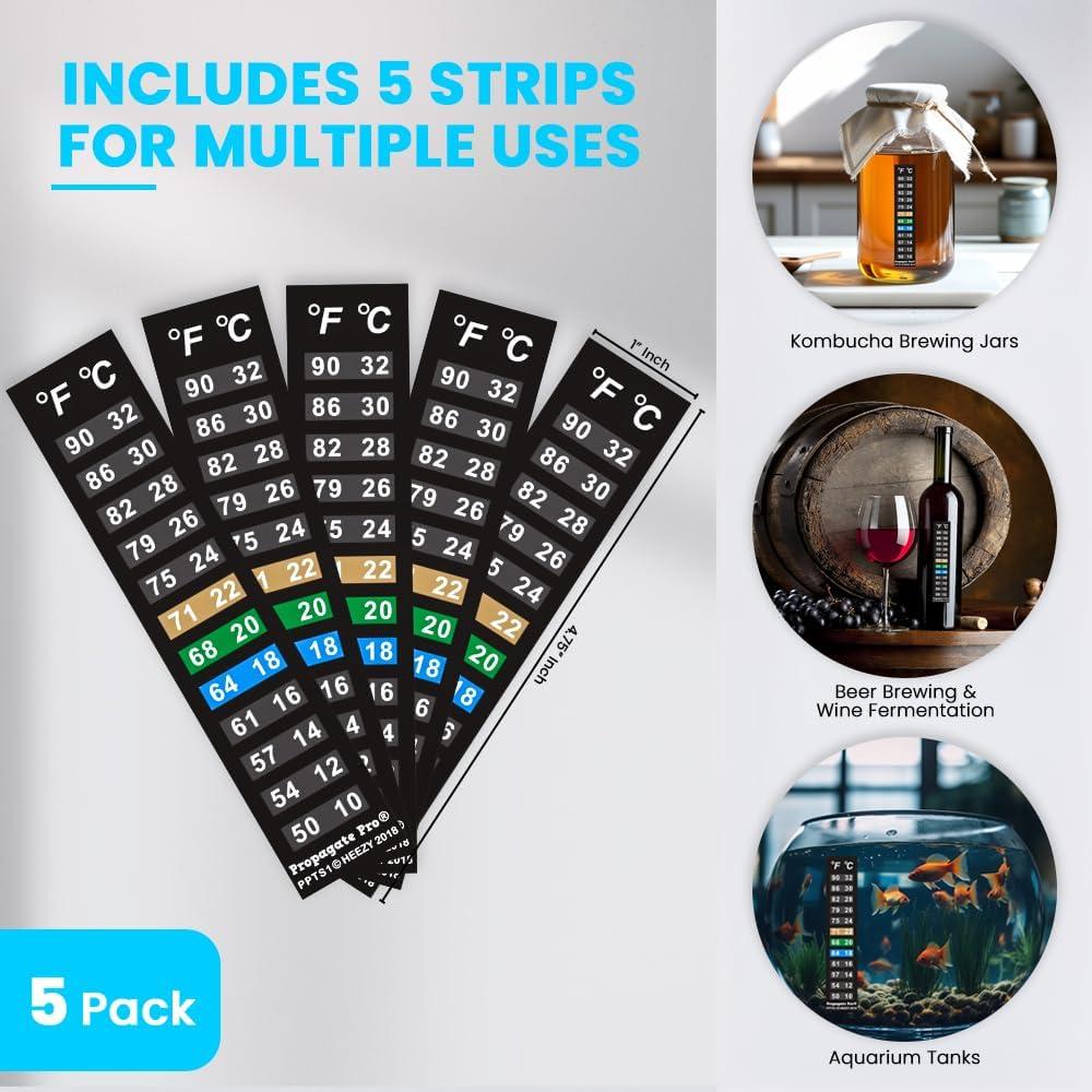 Tira de termómetro digital adhesiva Propagate Pro 10-32°C - 5 piezas