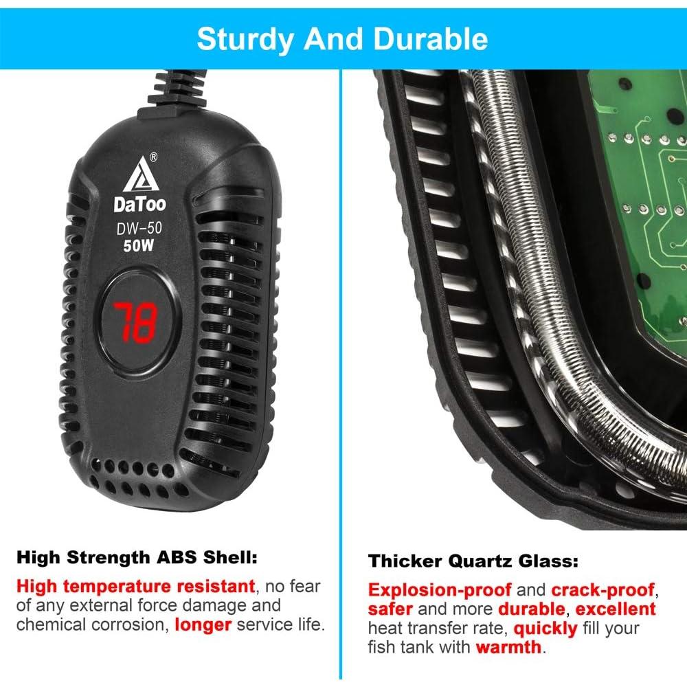 Calentador de Acuario Pequeño DaToo 50W Sumergible LED