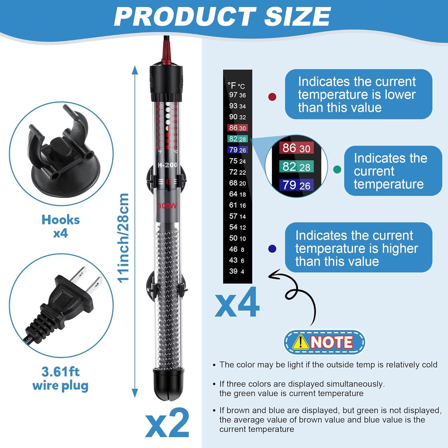 Calentador de Acuario Dreyoo 300W Ajustable para Peceras