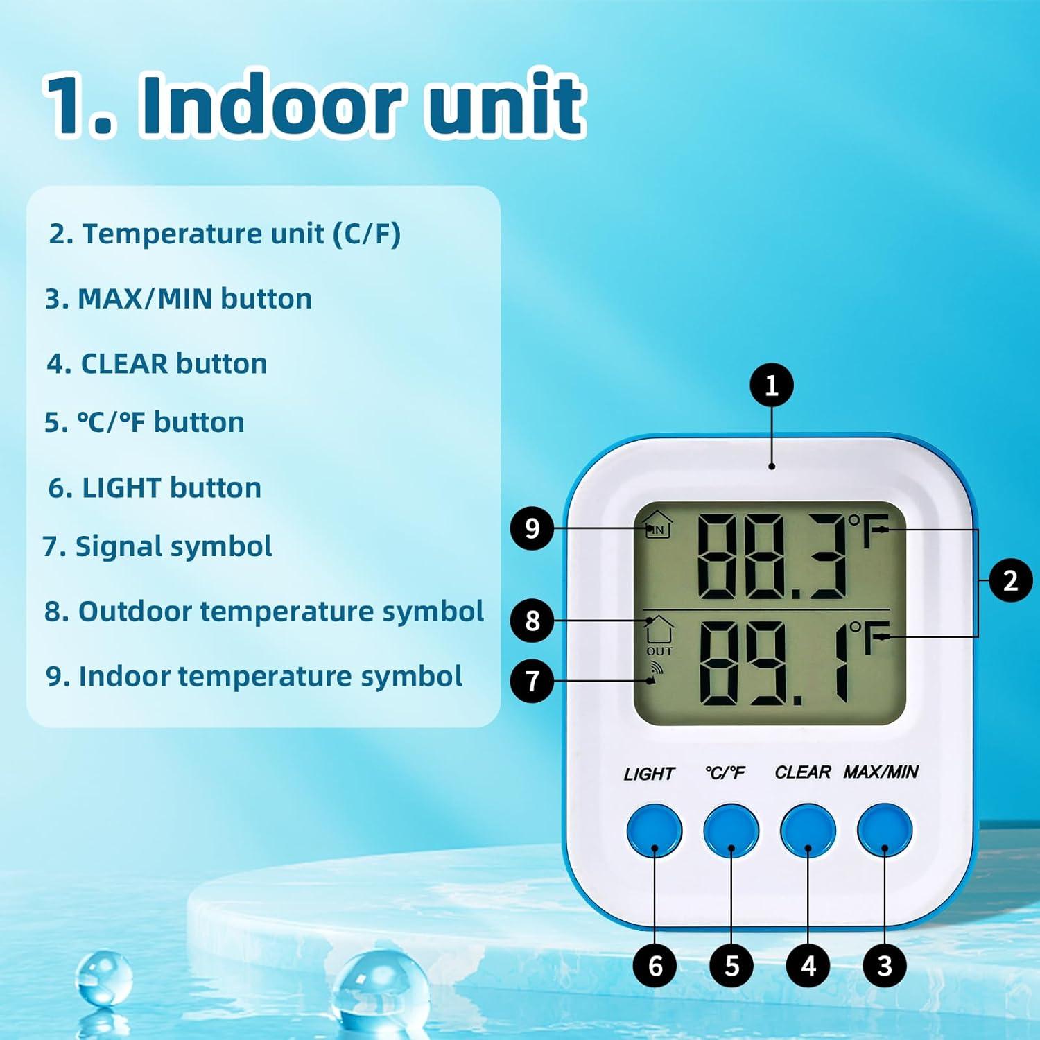 Termómetro de piscina inalámbrico BlueBay, IPX7, fácil lectura