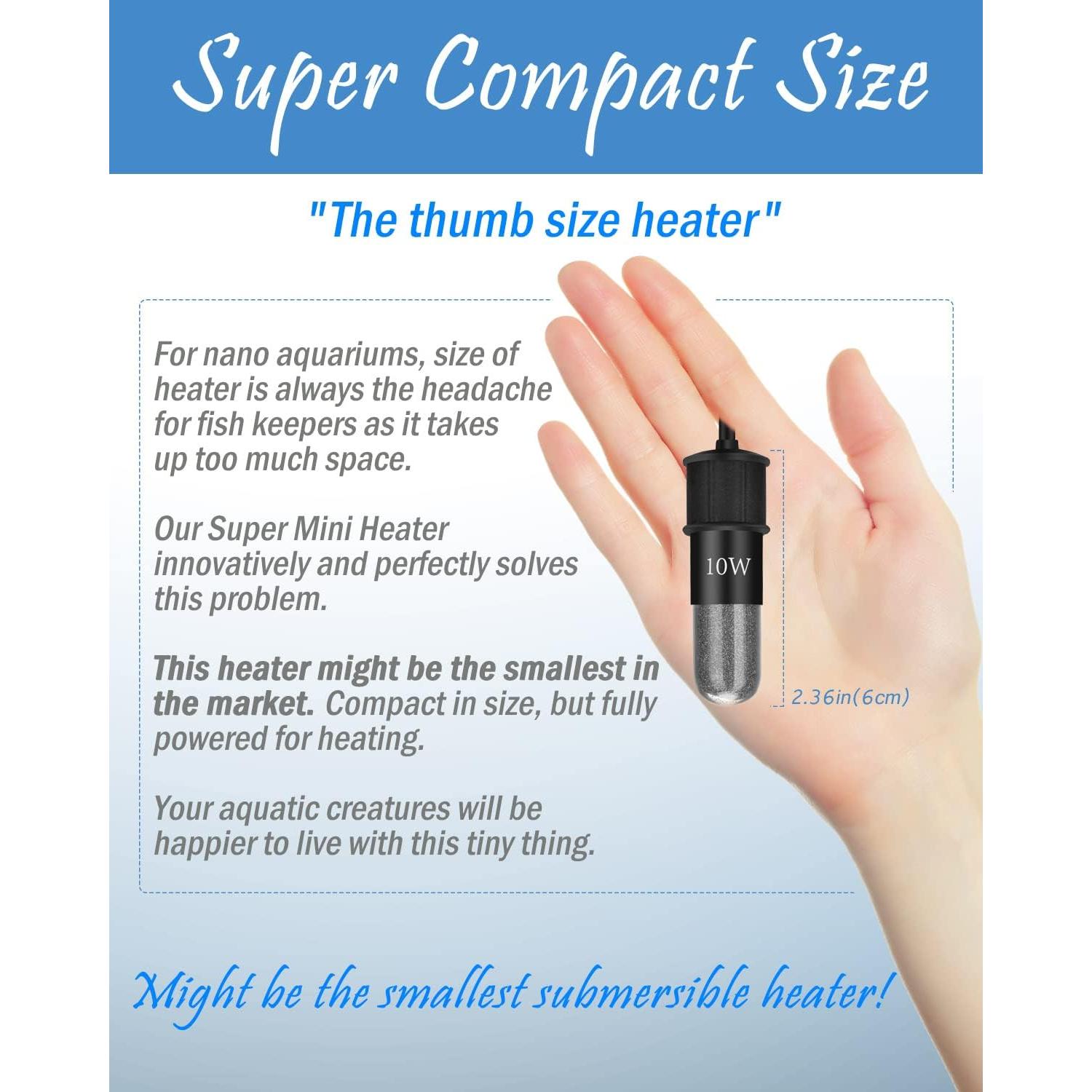 Calentador de Acuario Submersible AquaMiracle 20W Mini 2-4 Galones