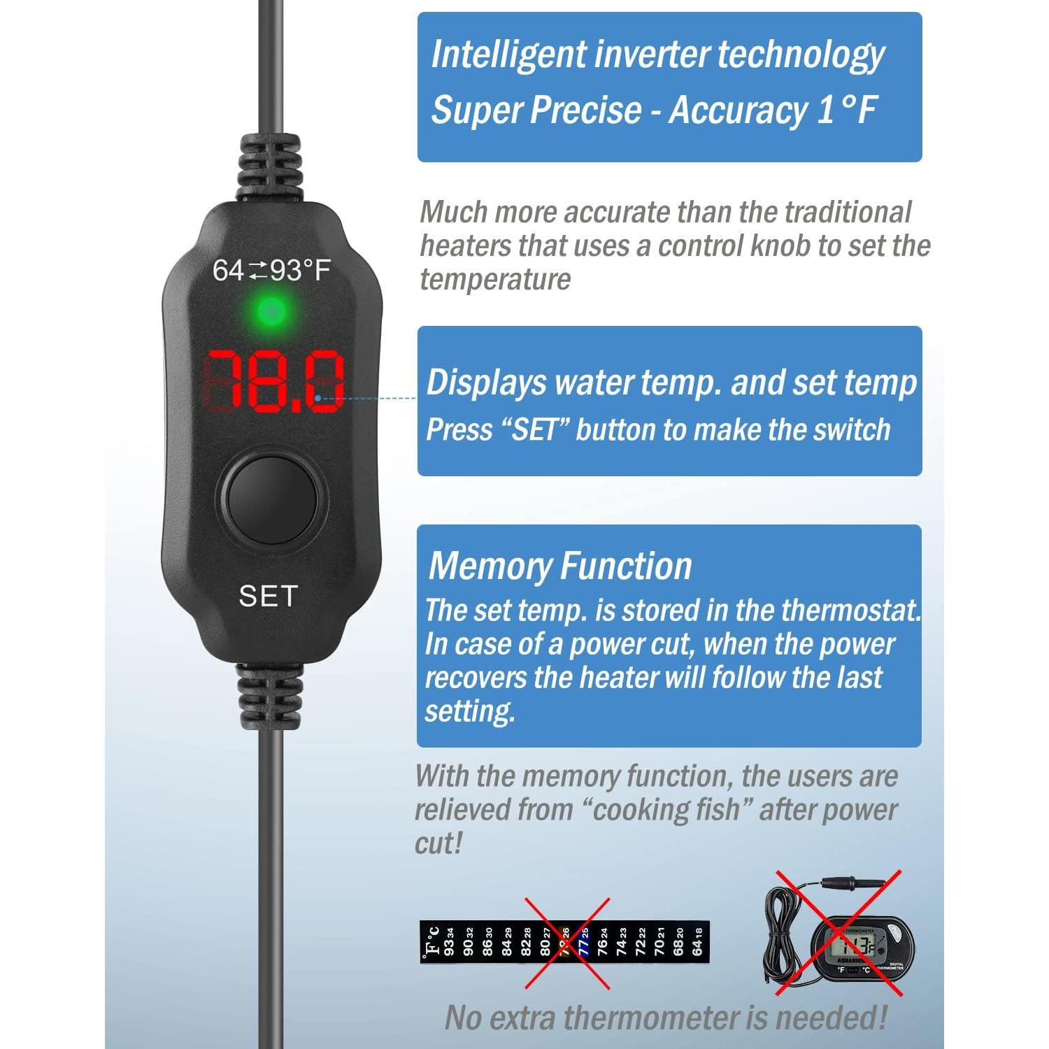 Calentador de Acuario Submersible AquaMiracle 20W Mini 2-4 Galones