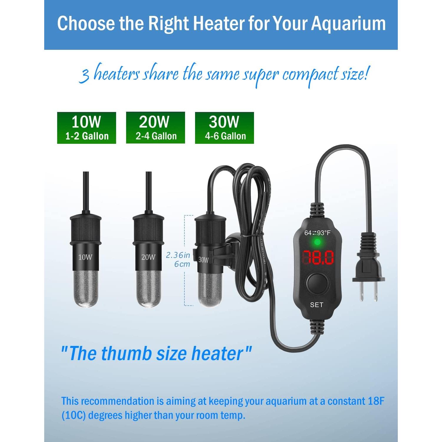 Calentador de Acuario Submersible AquaMiracle 20W Mini 2-4 Galones