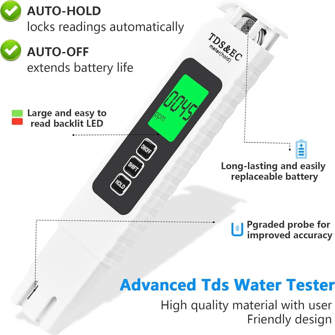 Medidor de agua digital TDS MEWMINGLE 4 en 1 - Preciso y confiable
