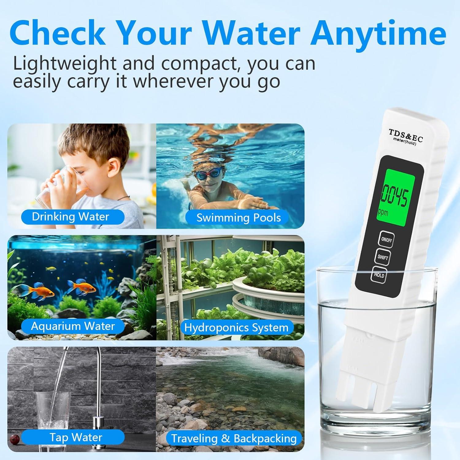 Medidor de agua digital TDS MEWMINGLE 4 en 1 - Preciso y confiable