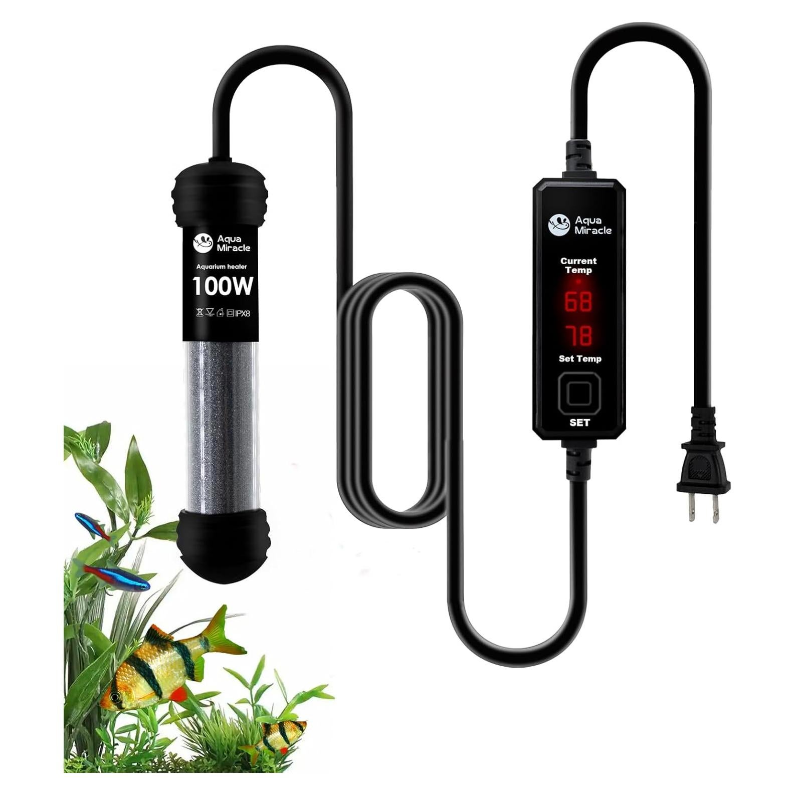 Calentador de Acuario AquaMiracle 100W Compacto para 10-20 Gal
