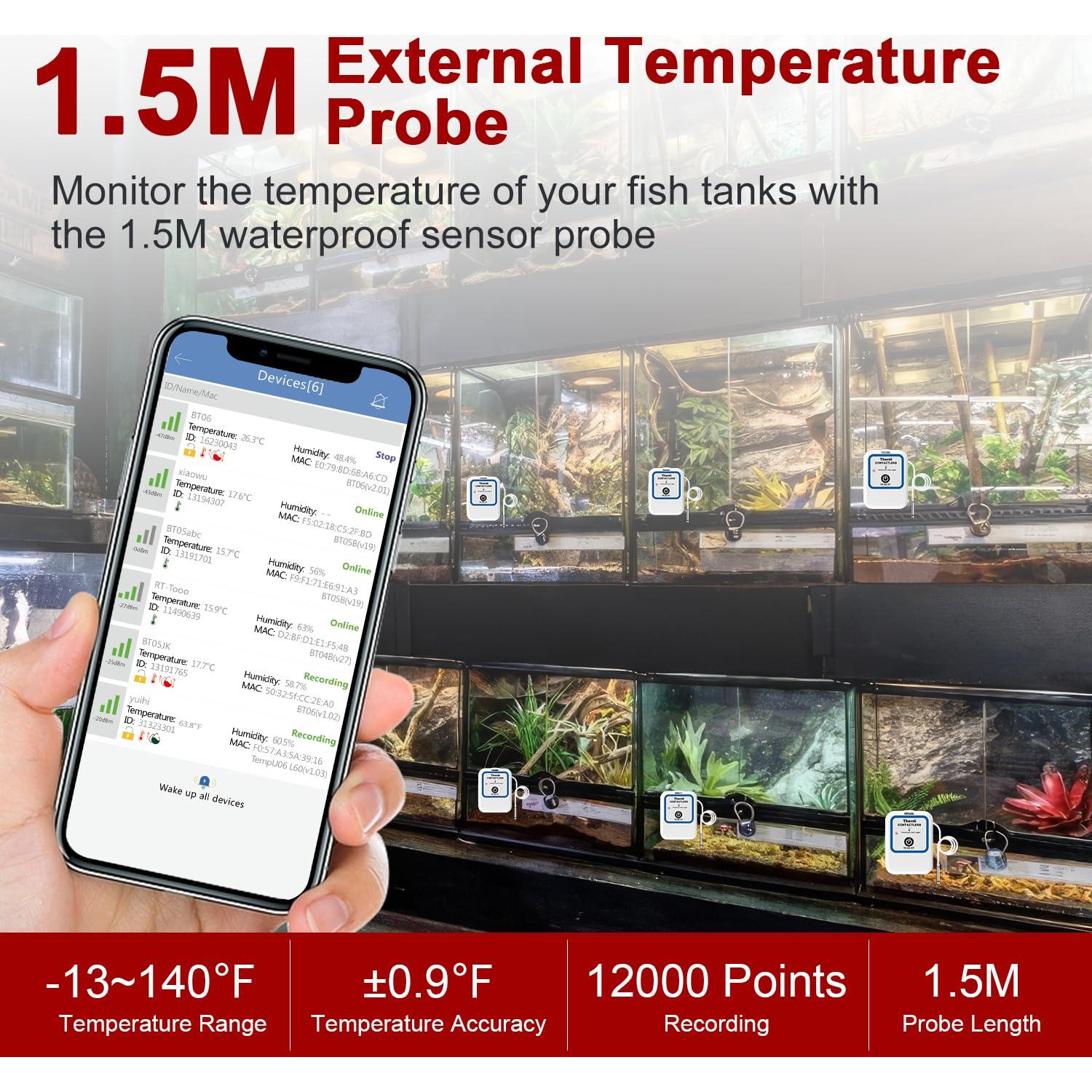 Termómetro Inteligente TE-B2 ET Aprvtio para Acuario y Refrigerador
