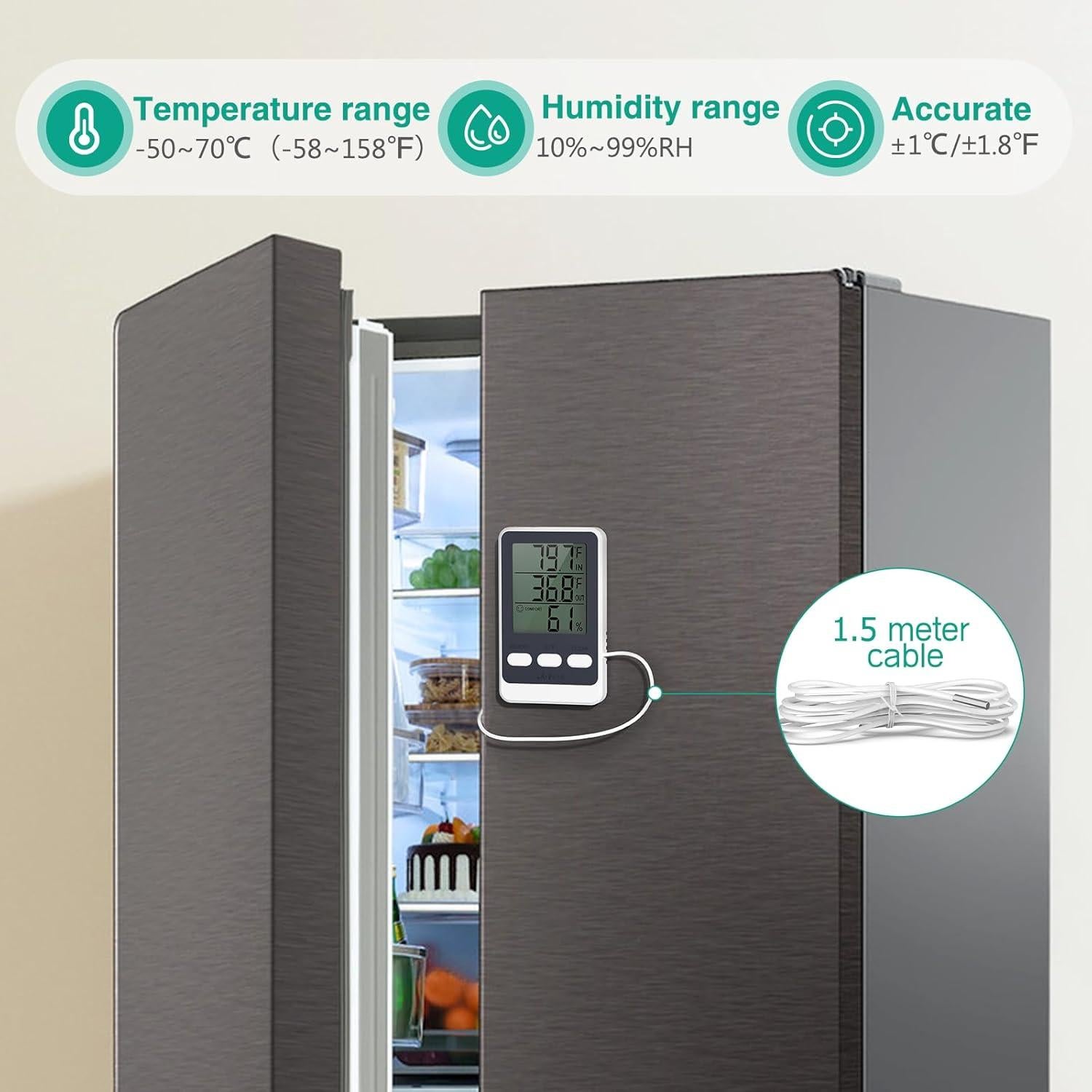 Termómetro Digital ORIA con Sonda de 1.5m y Pantalla LCD