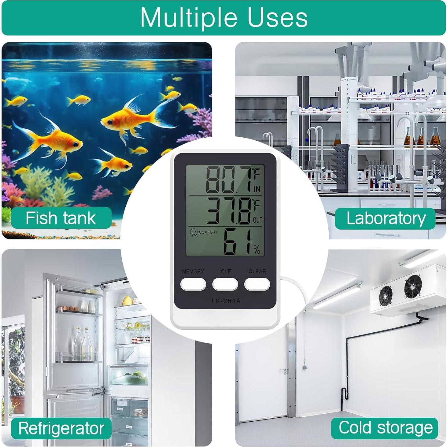 Termómetro Digital ORIA con Sonda de 1.5m y Pantalla LCD