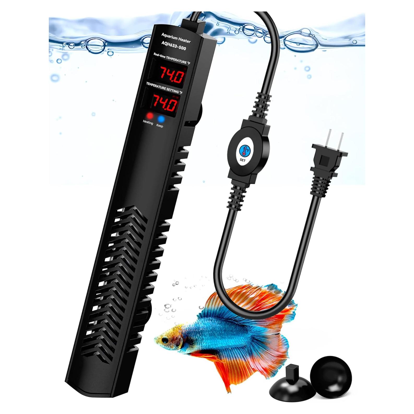 Calentador de Acuario AHJ 500W para 284-454 Litros con Control Preciso