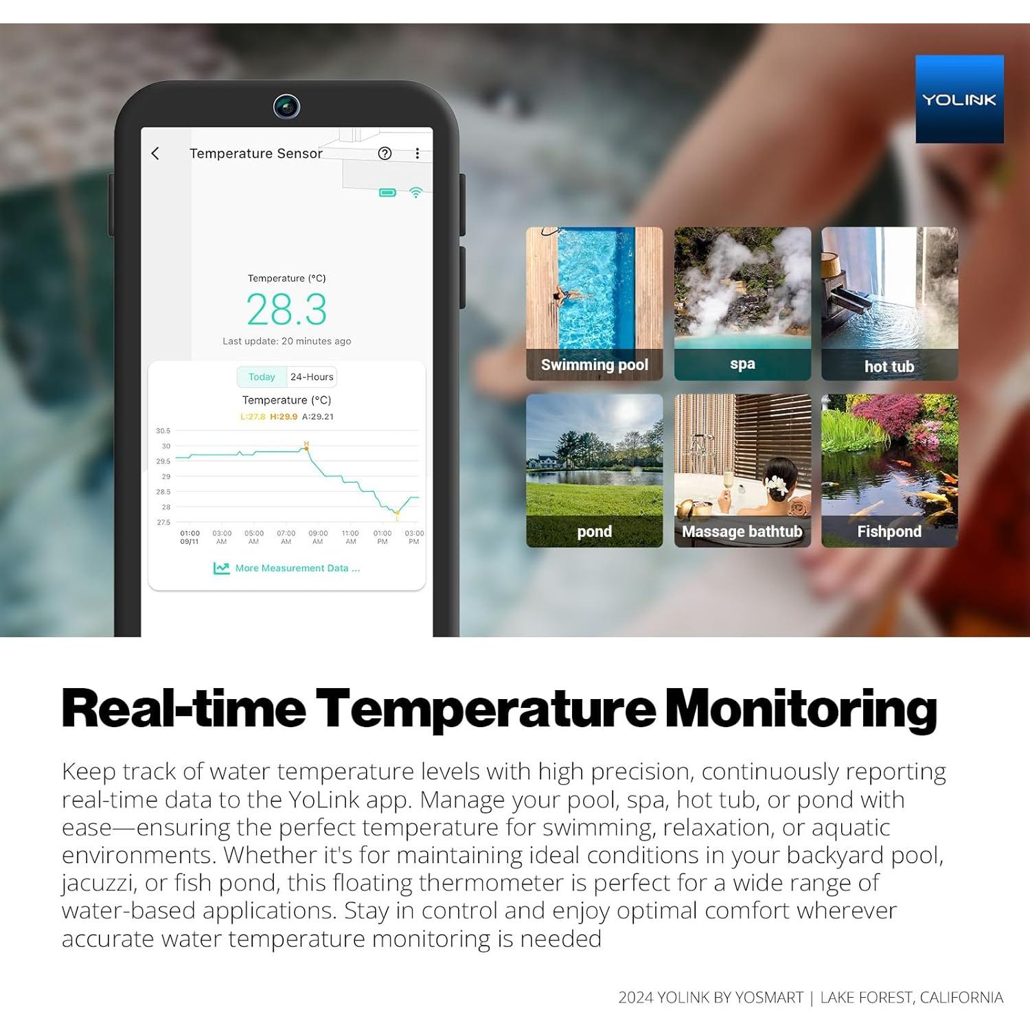 Termómetro Flotante Inteligente YoLink para Piscina 402m