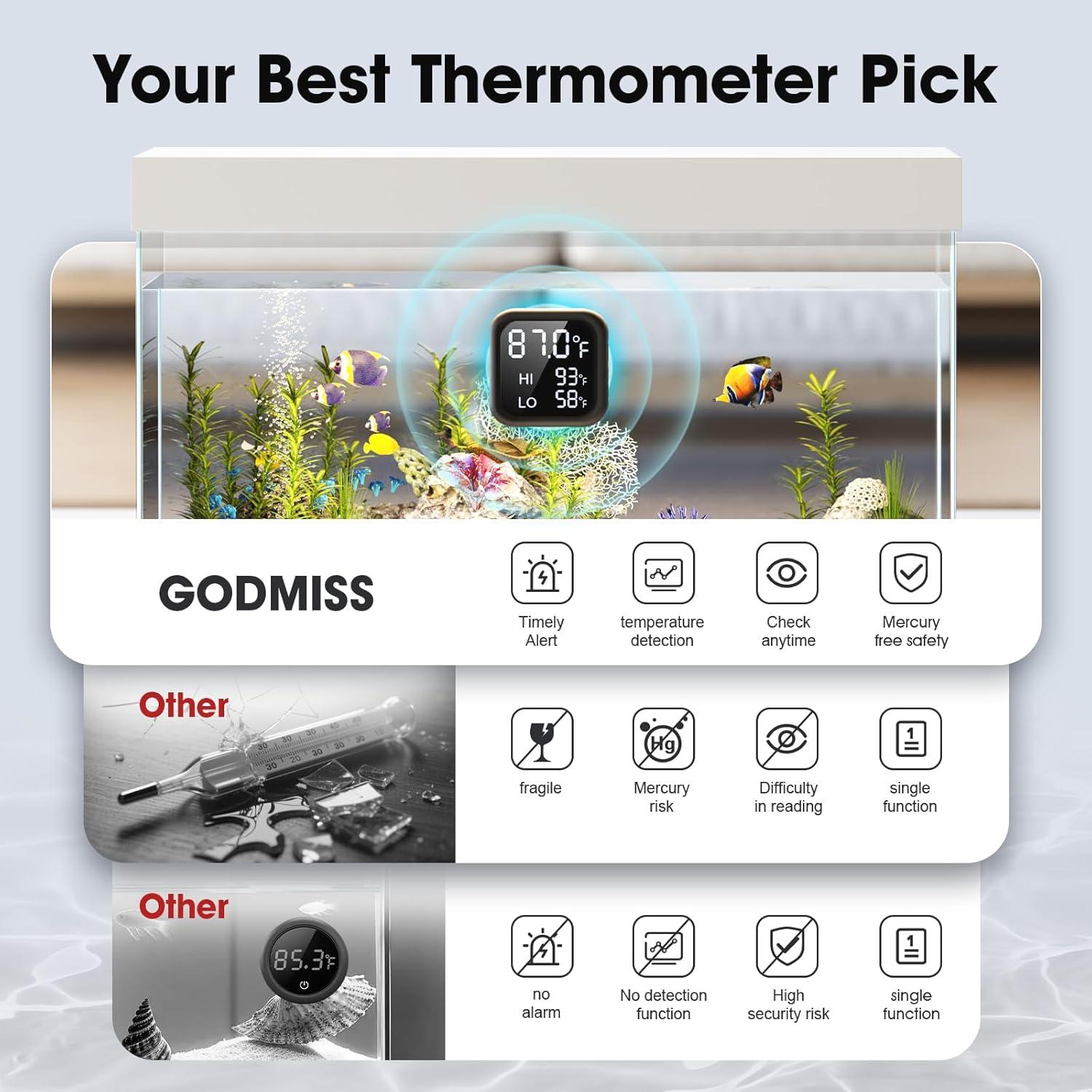 Termómetro Digital Acuario GODMISS - Alarma Temperatura 5-757L