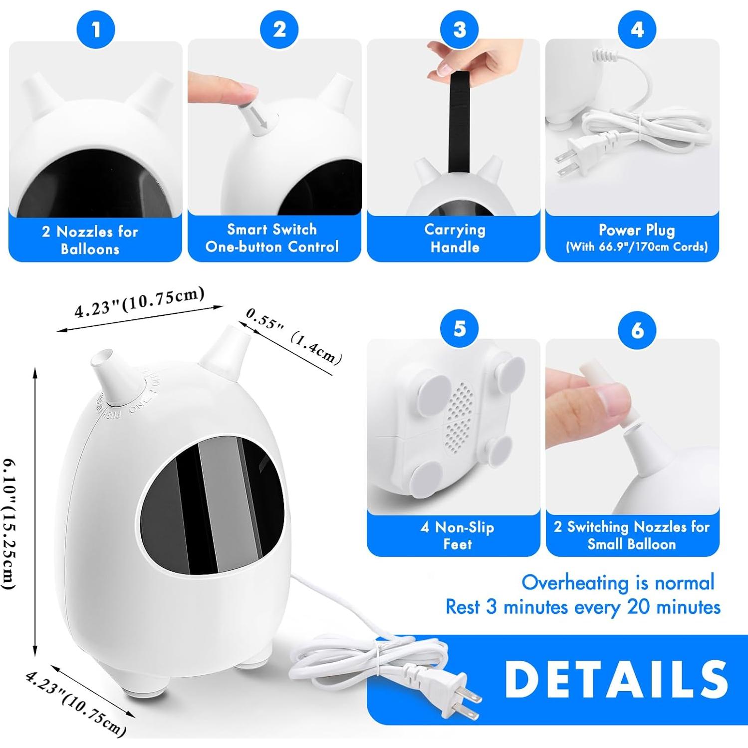 Bomba de aire eléctrica SPLAKS para globos - 600W portátil