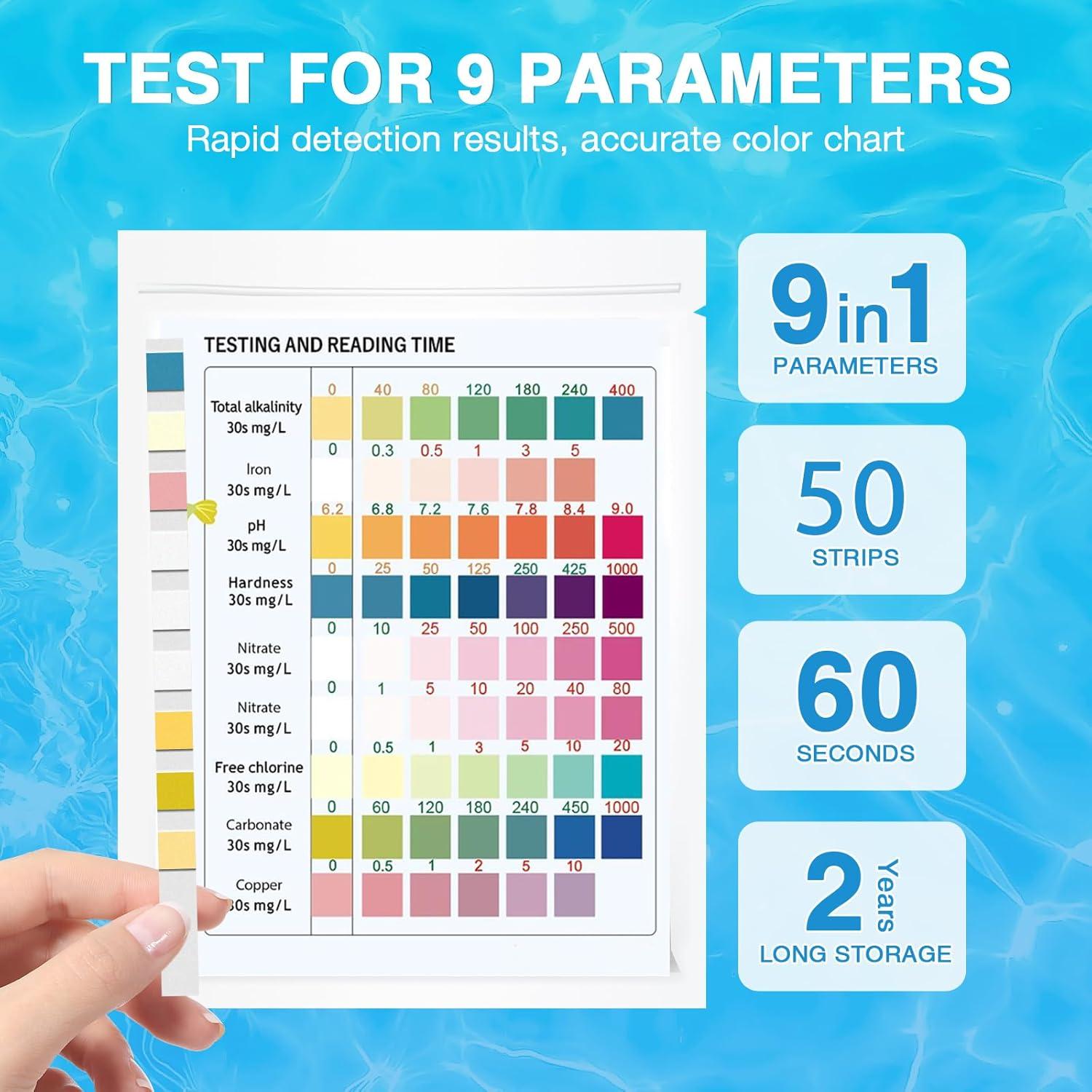 Kit de Prueba de Agua 9-en-1 Kedixiest - 50 Tiras + Termómetros