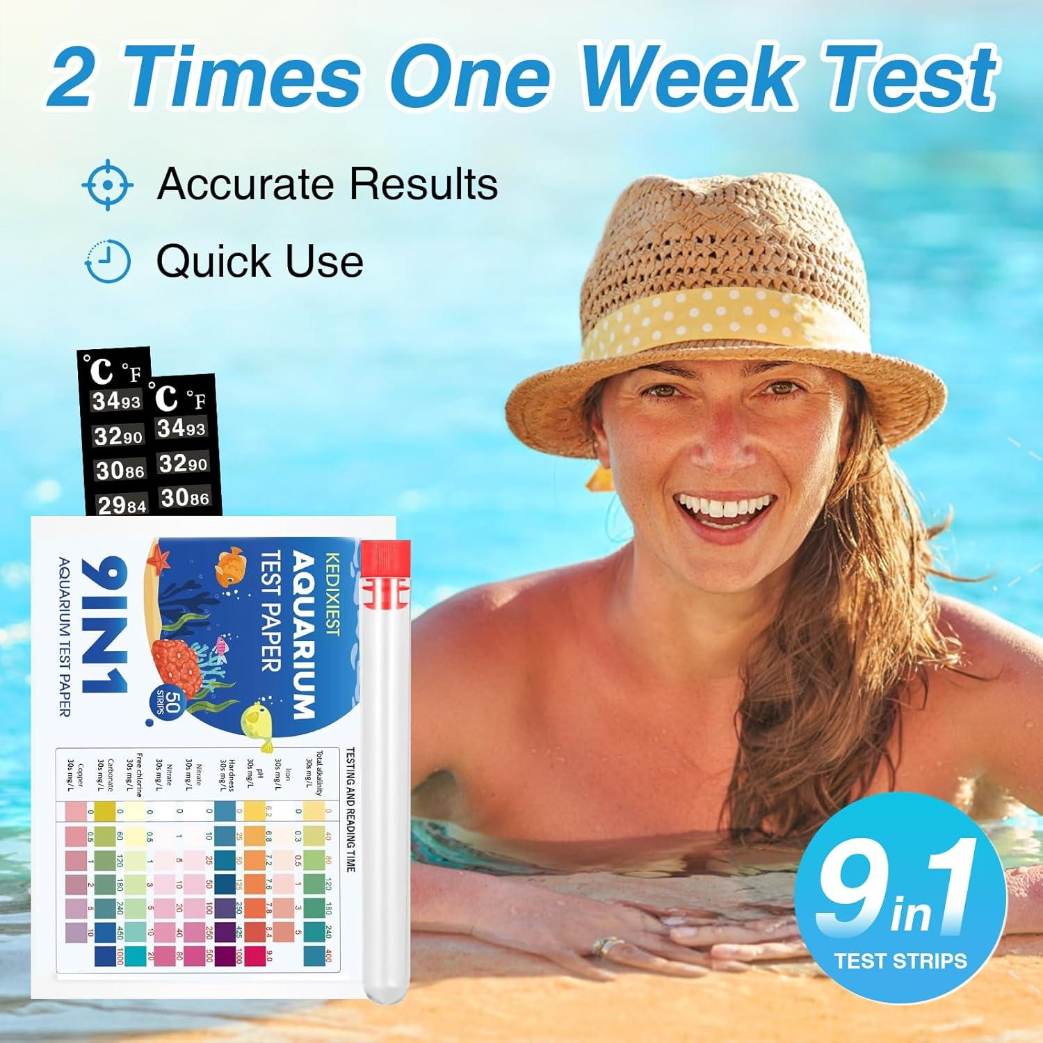 Kit de Prueba de Agua 9-en-1 Kedixiest - 50 Tiras + Termómetros