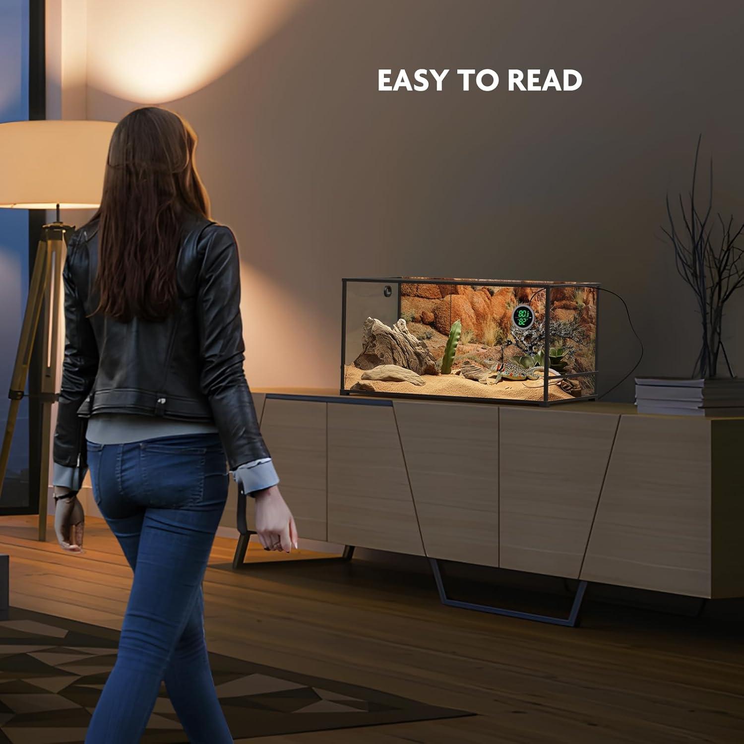 Termómetro Digital LED PAIZOO 2 en 1 para Reptiles y Acuarios