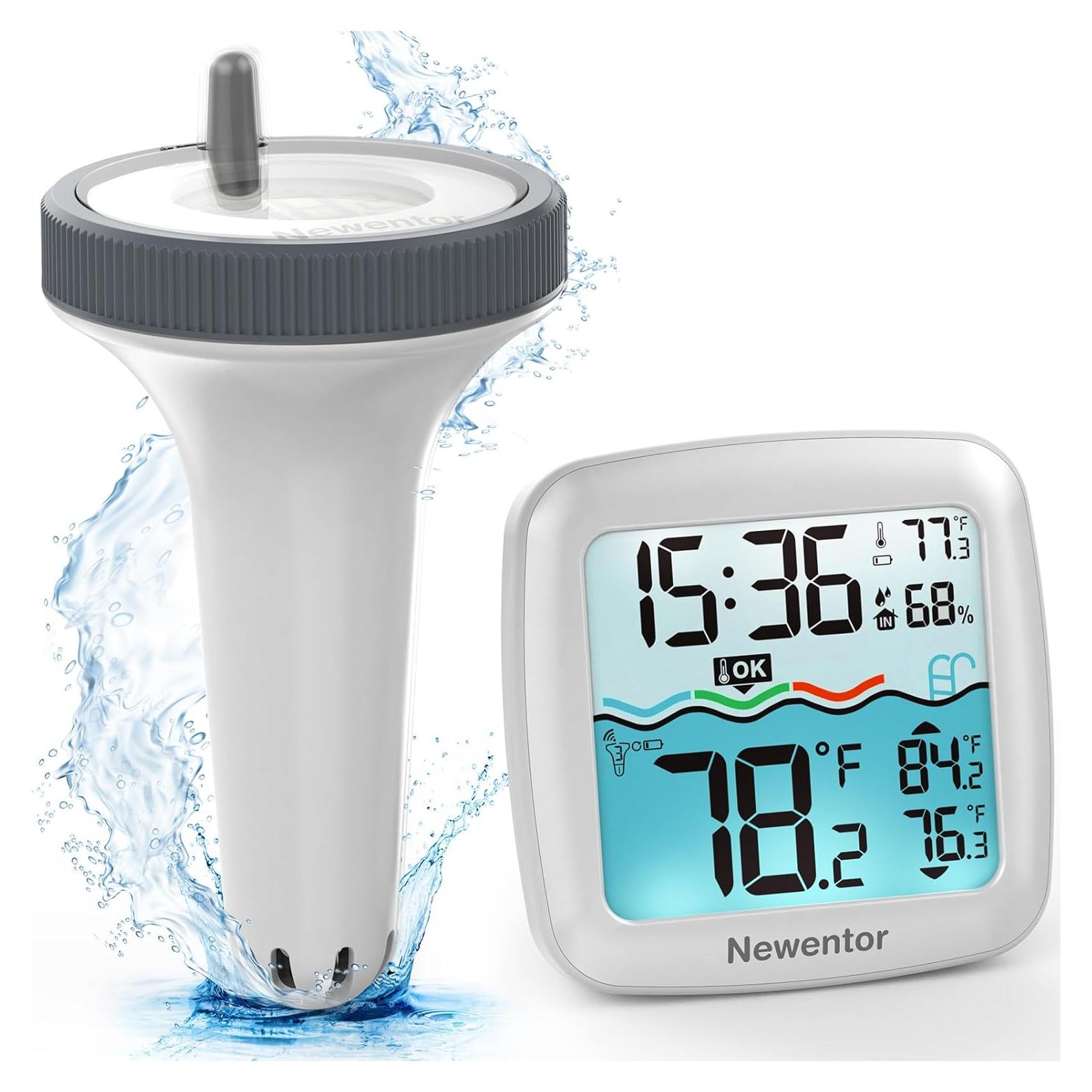 Termómetro Flotante de Piscina Newentor IPX8 Blanco 348g