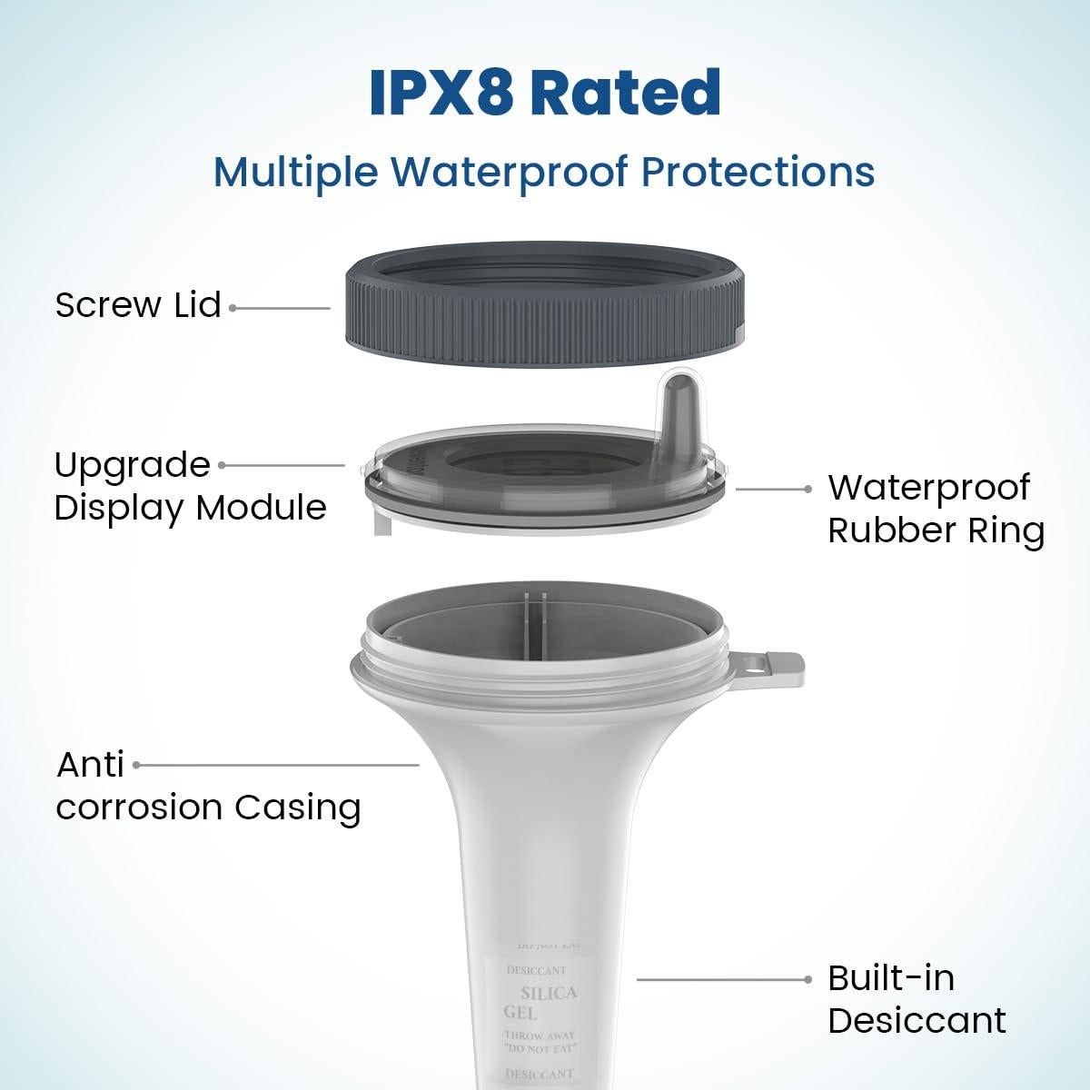 Termómetro Flotante de Piscina Newentor IPX8 Blanco 348g