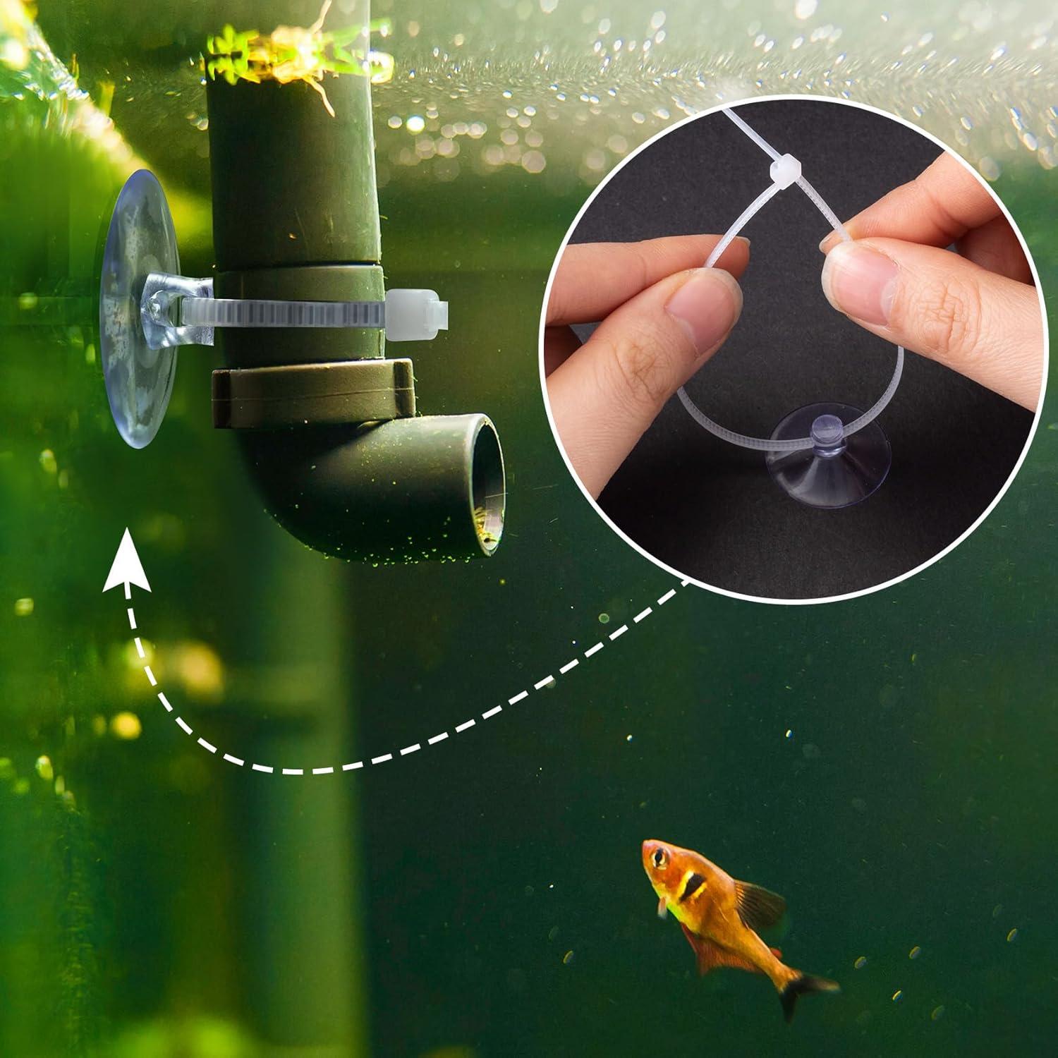 Ventosas para Acuario PAGOW 15 Pcs con 30 Bridas Transparentes