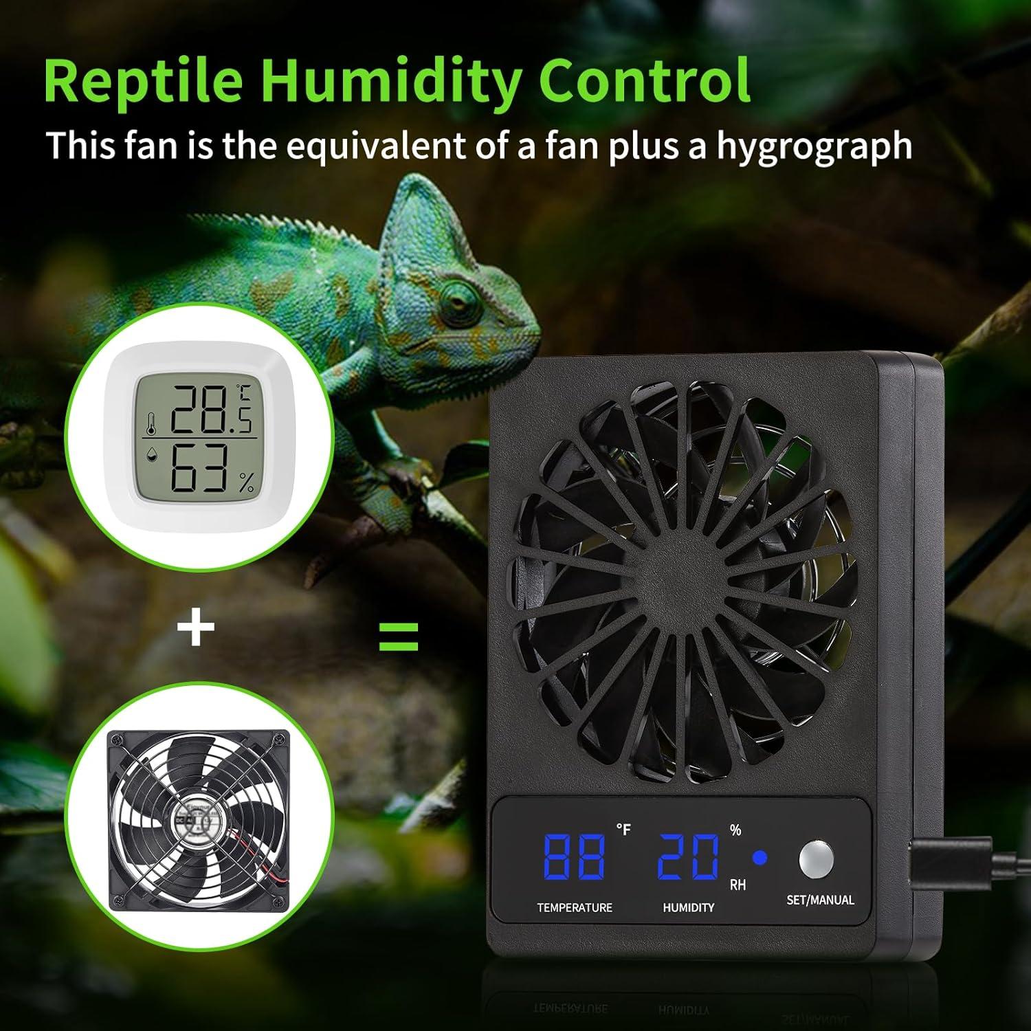 Ventiladores de Reptiles DAOTAILI con Termo-higrómetro 2 PCS